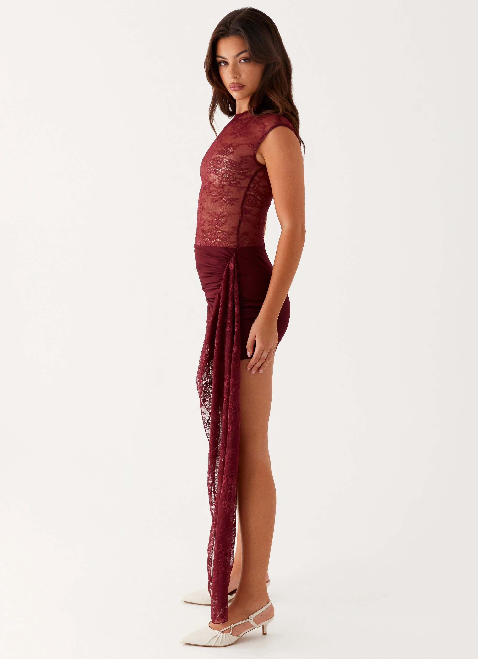 Best Behaviour Mini Dress - Burgundy - Image 3