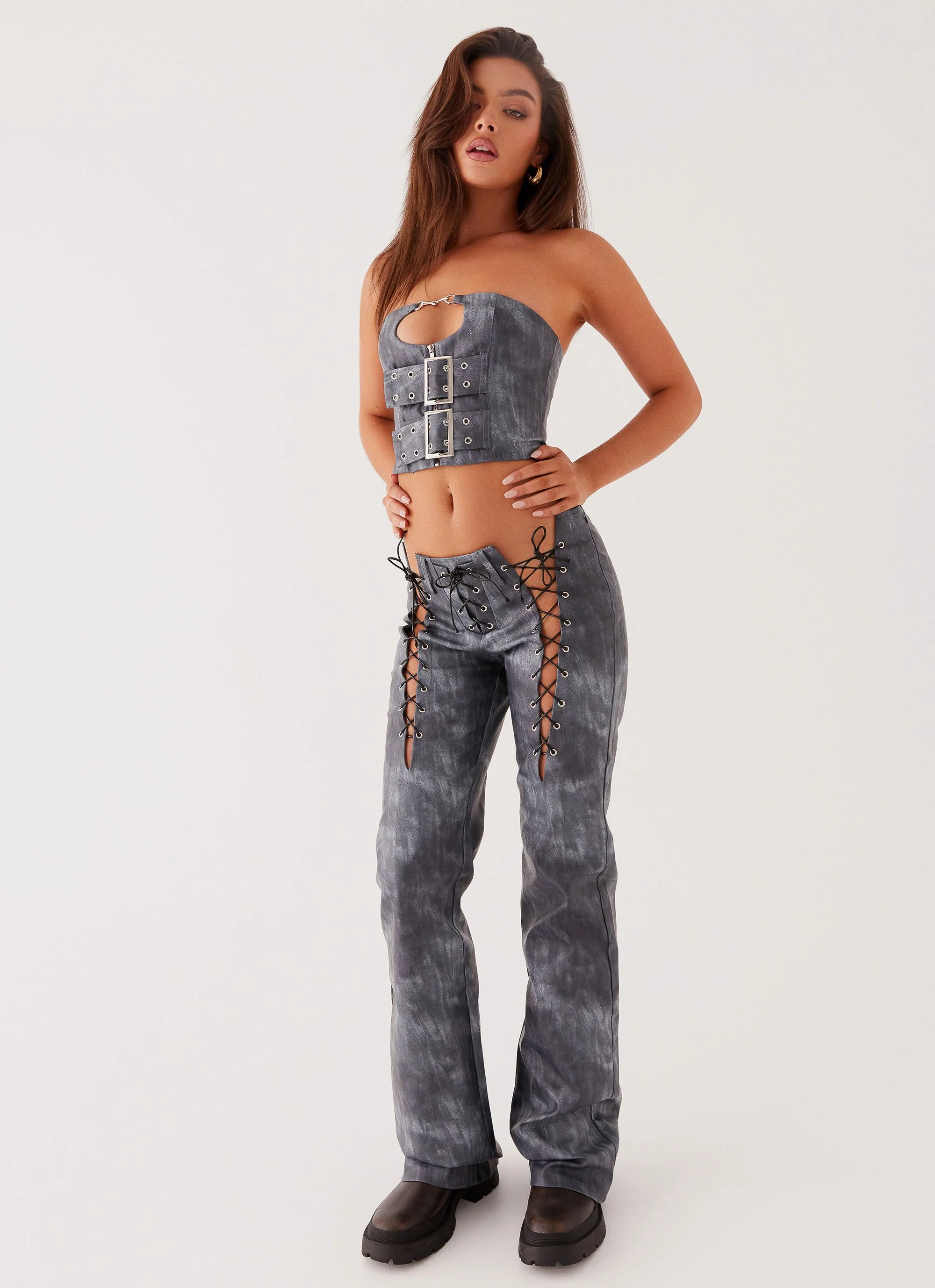 Better When I'm Dancing Lace Up Pants - Graphite - Image 6