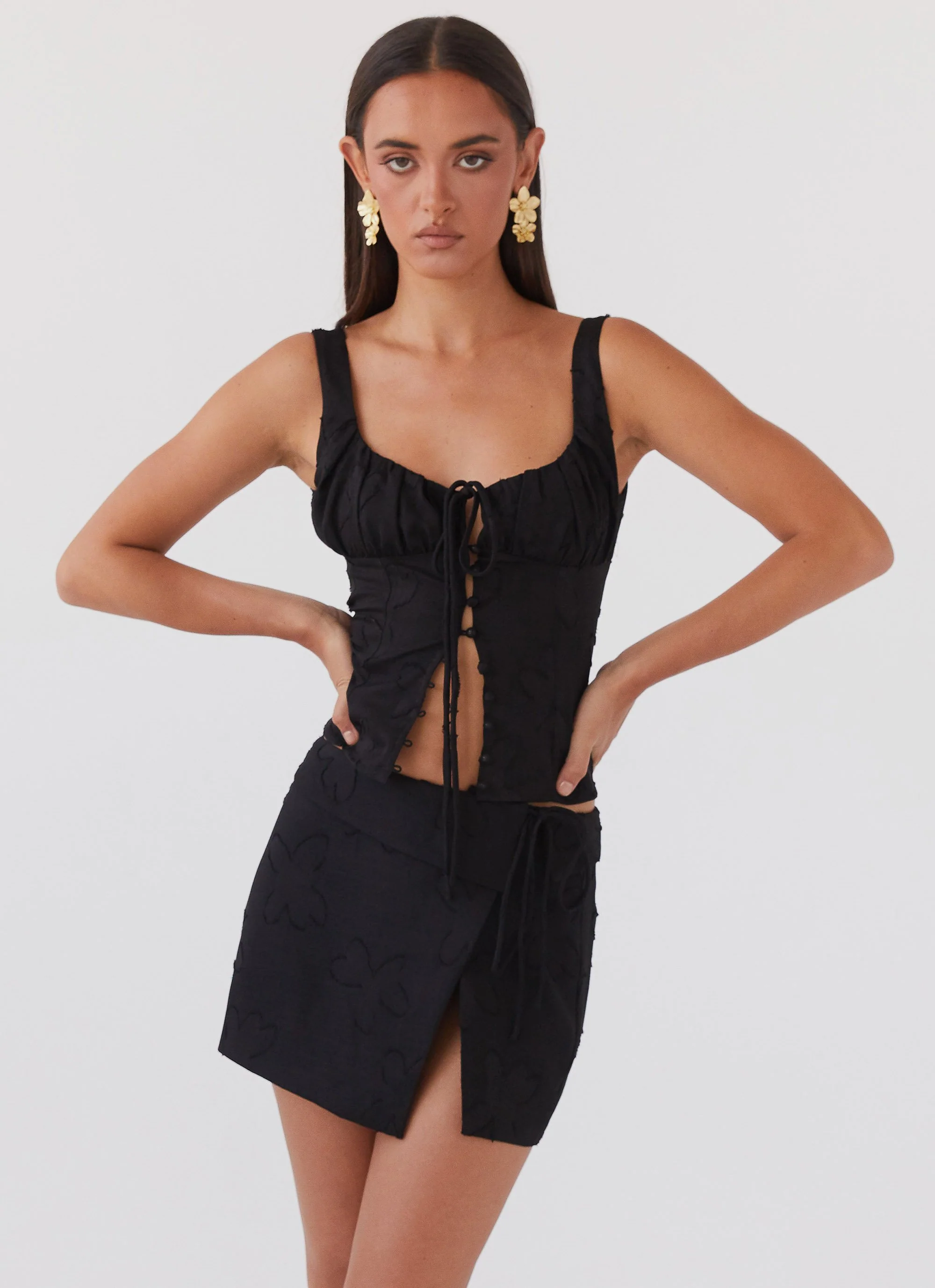 Bianka Tie Top - Black Petal - Image 6