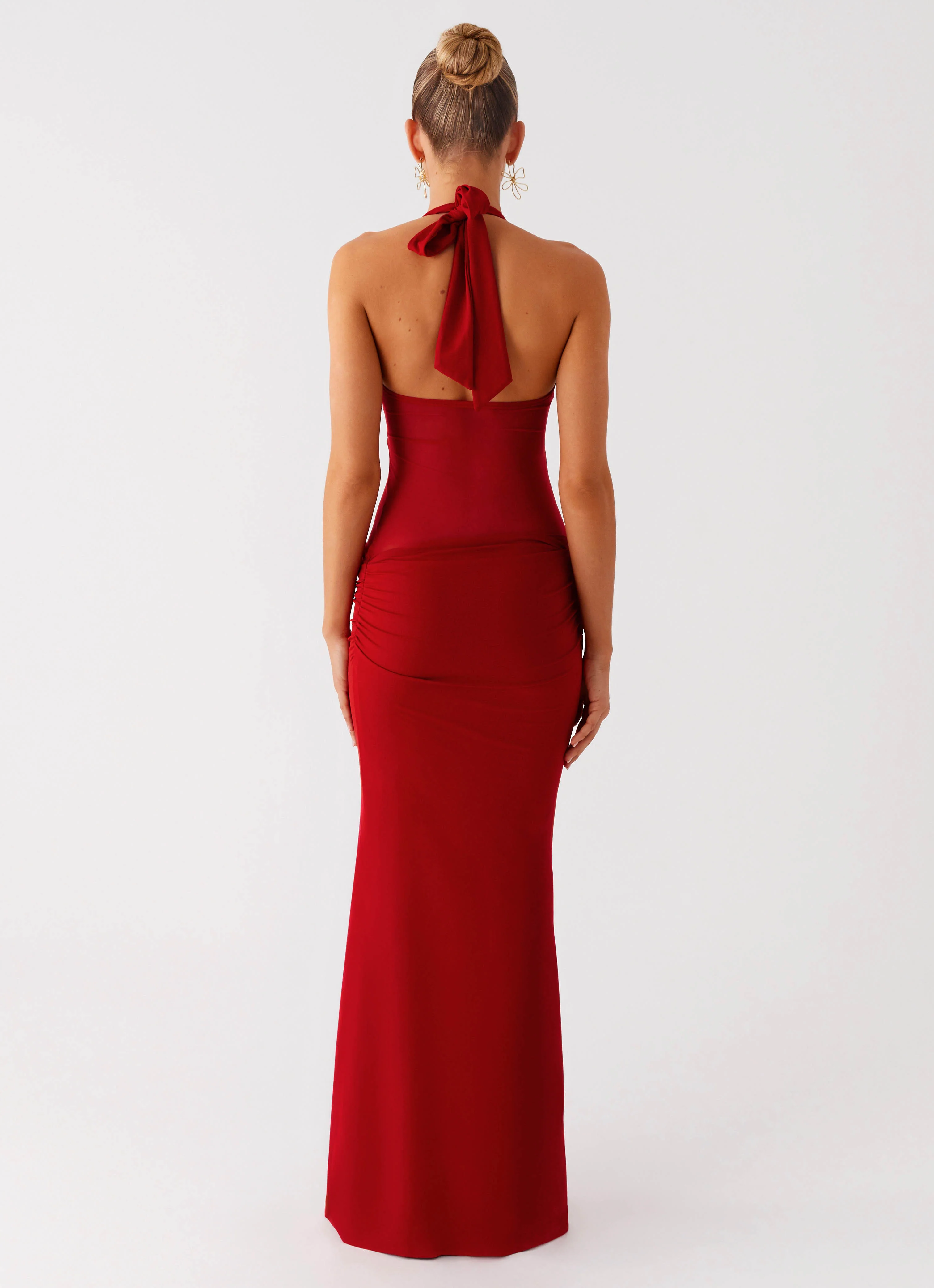 Billen Halter Maxi Dress - Red - Image 3