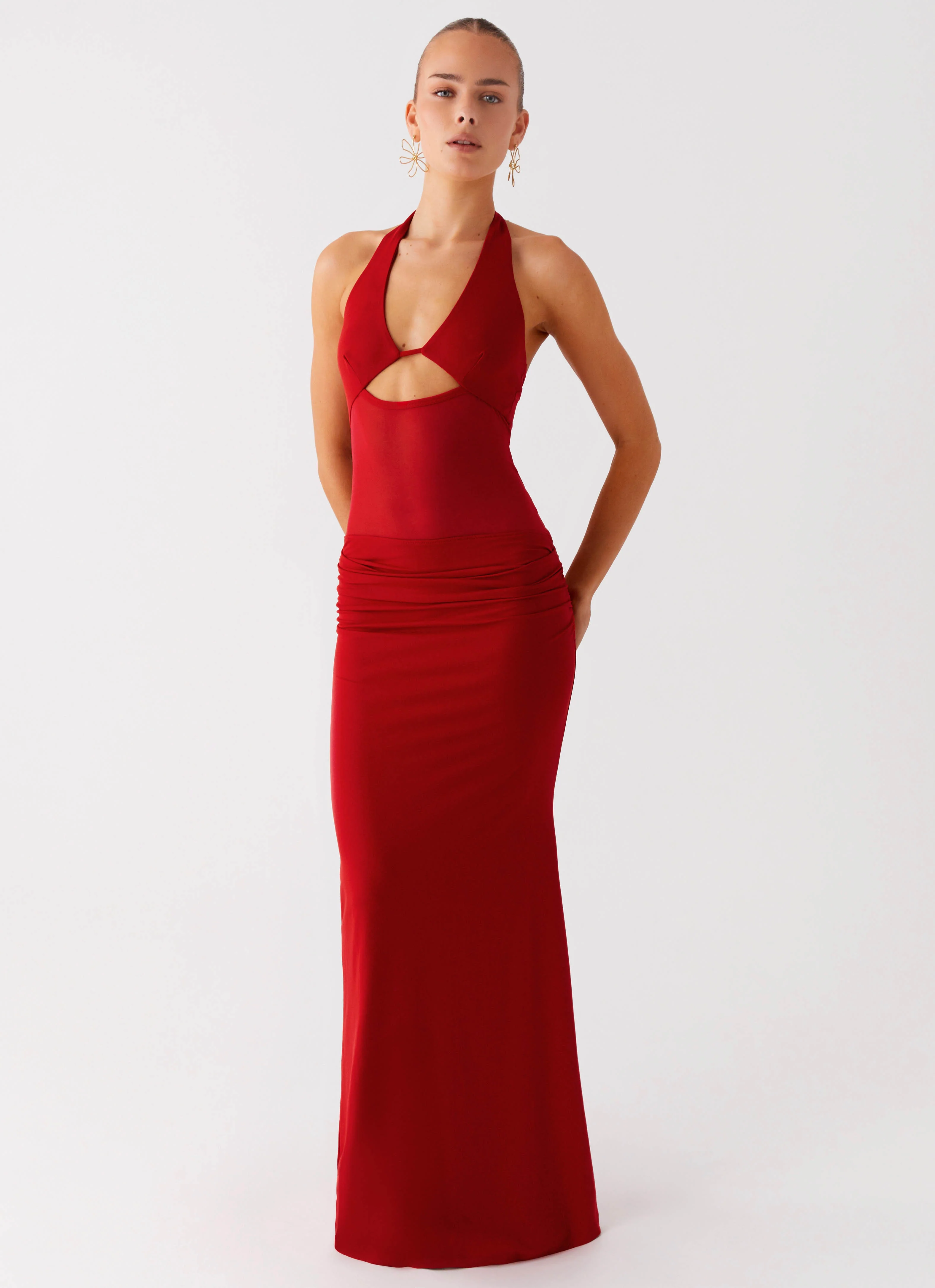 Billen Halter Maxi Dress - Red - Image 5