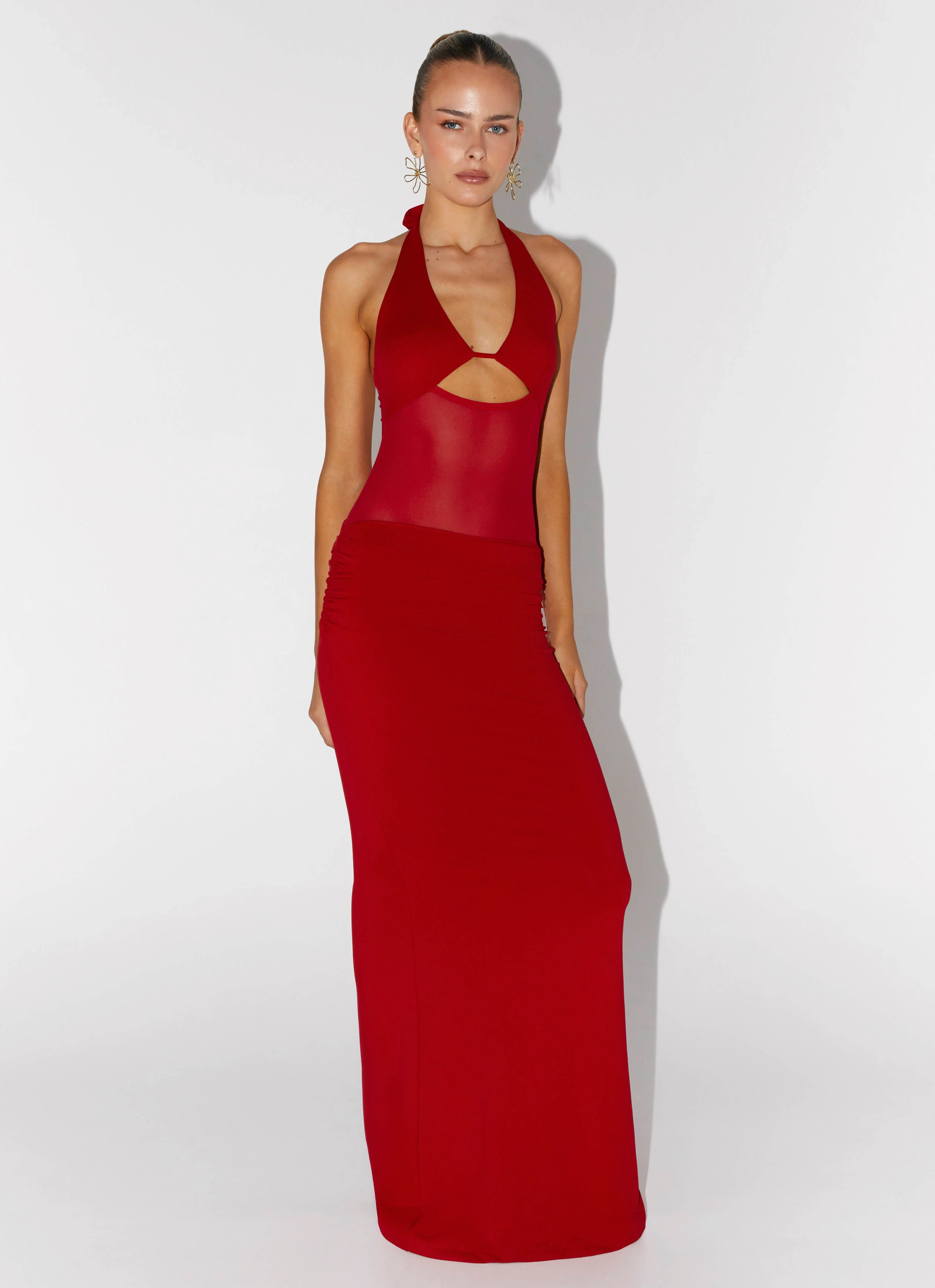 Billen Halter Maxi Dress - Red - Image 6