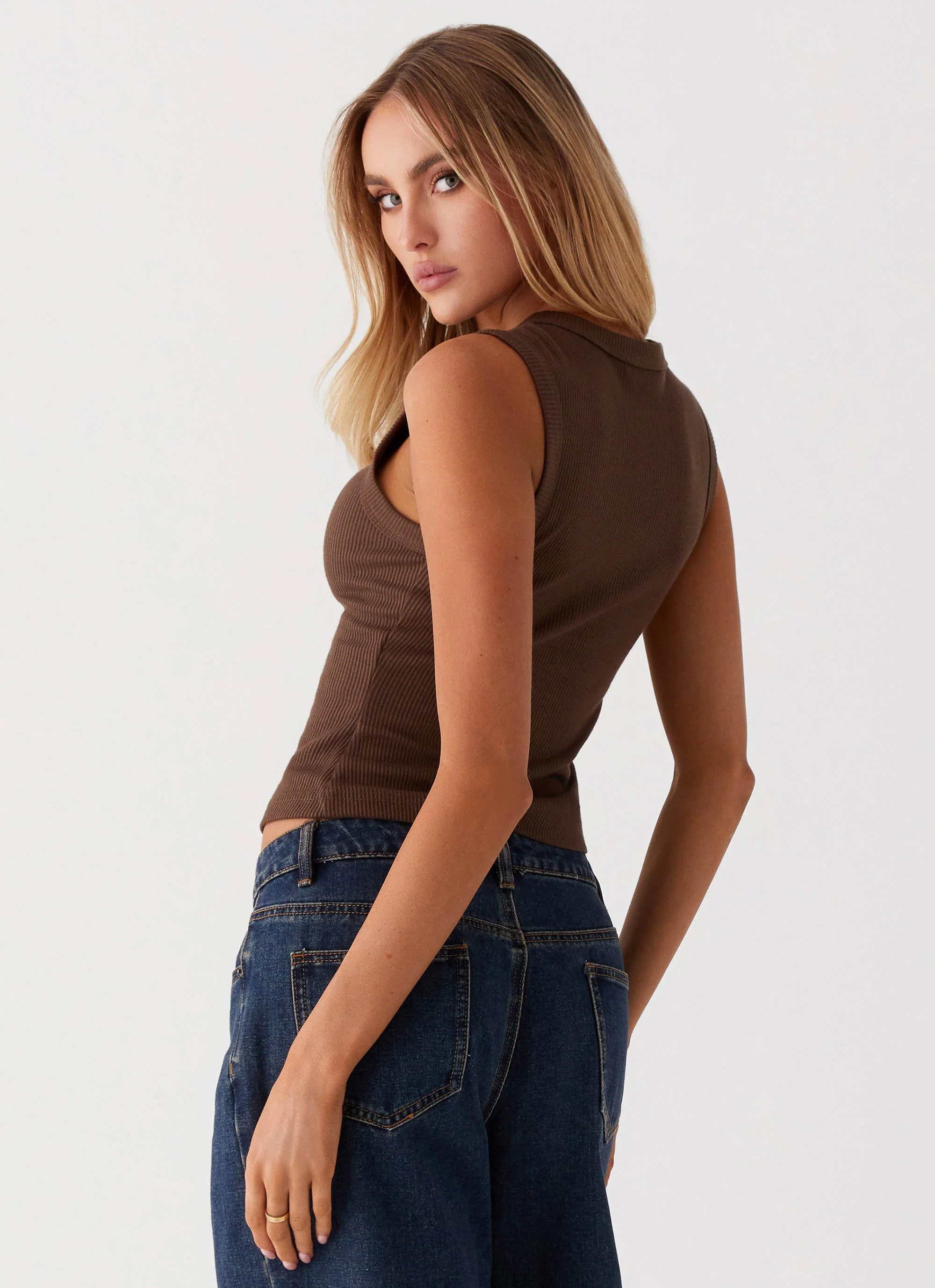Blair Buttoned Knit Top - Chocolate - Image 6