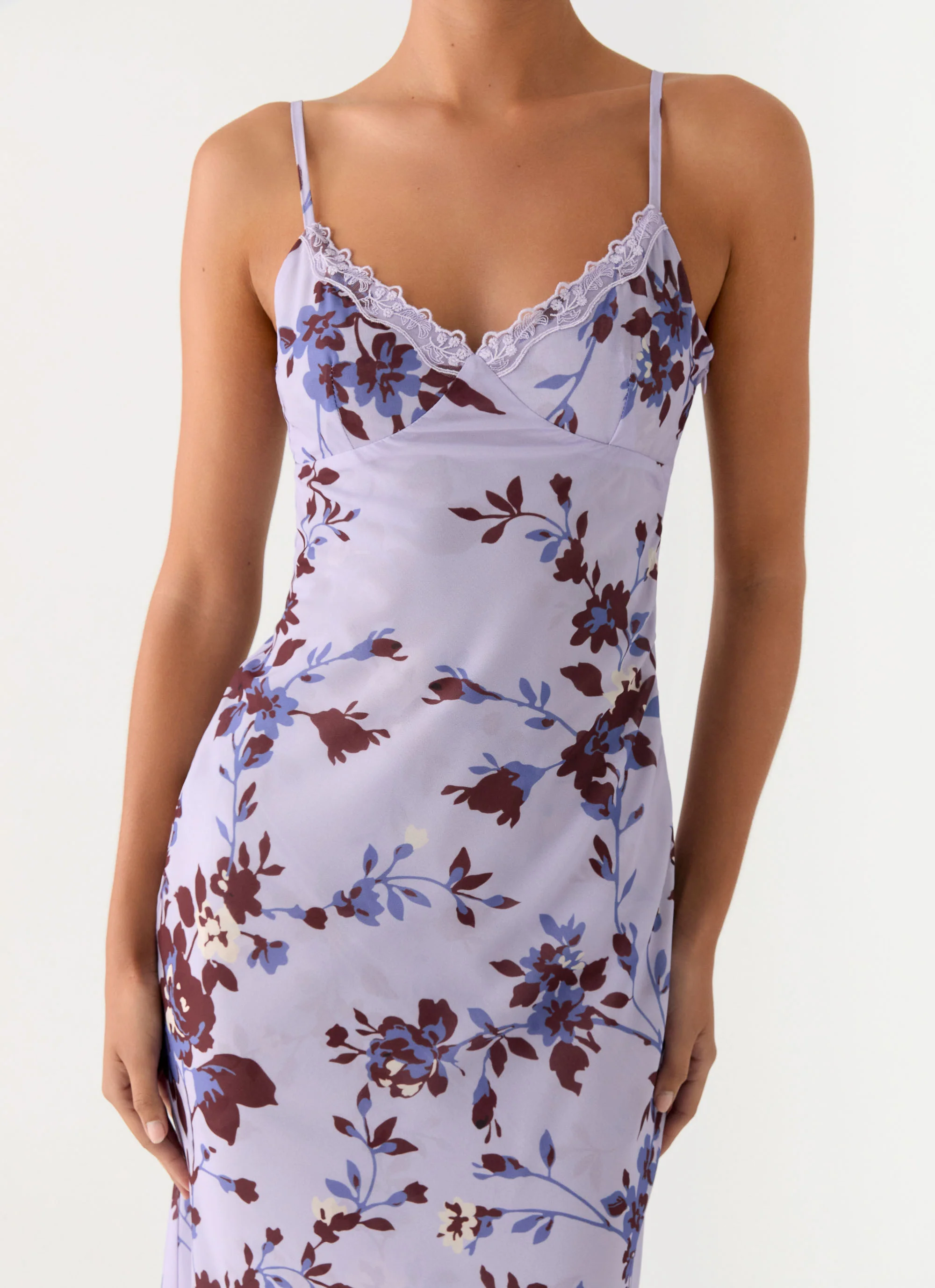 Bluma Lace Trim Midi Dress - Antique Lilac Floral - Image 5
