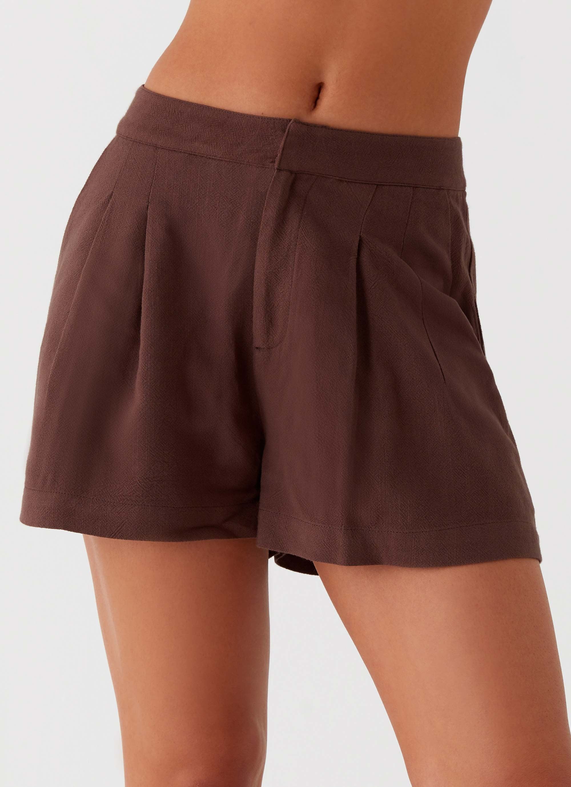 Born For Bordeaux Linen Shorts - Brown - Image 5