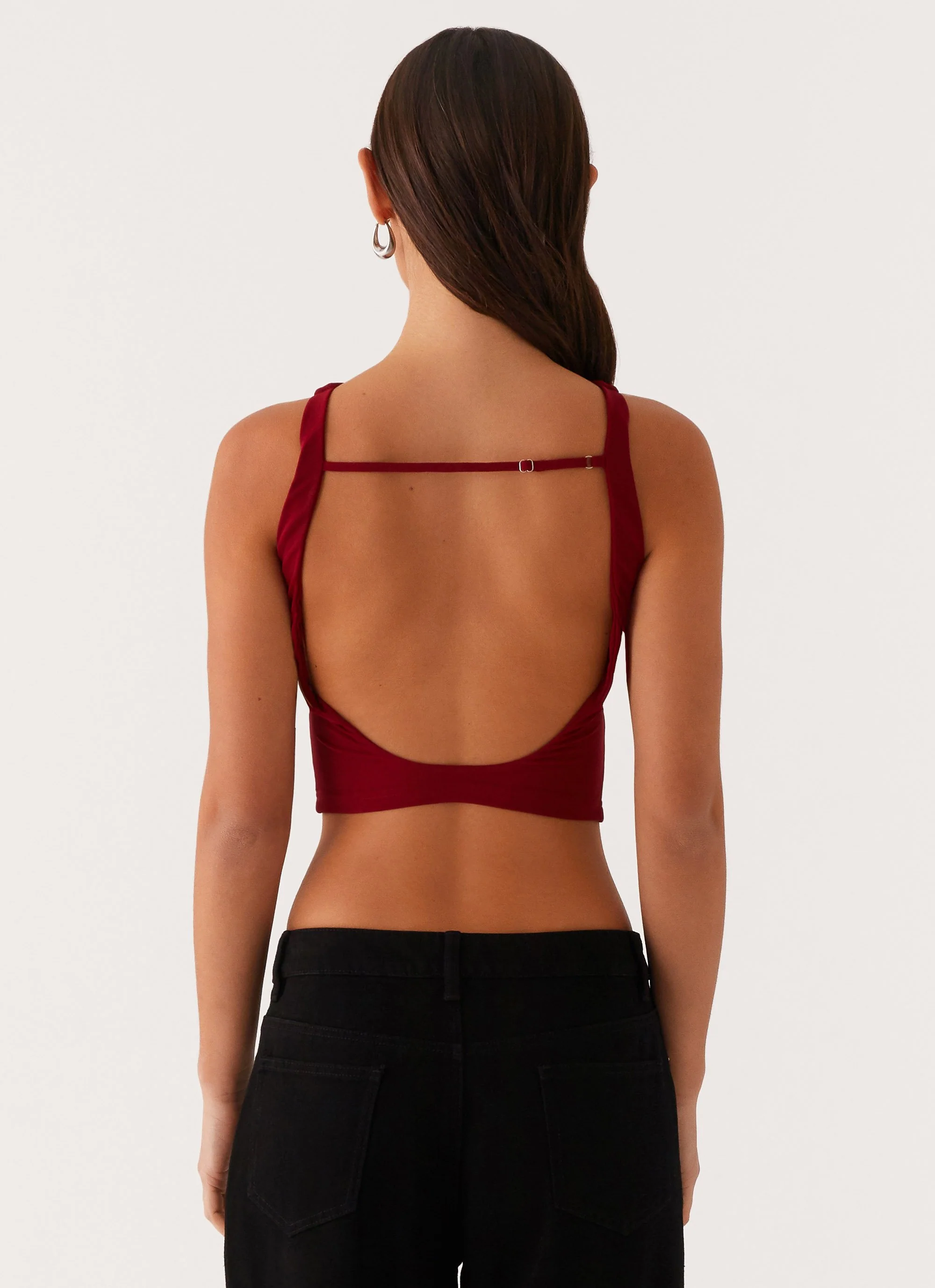 Brae Beaded Mesh Top - Deep Red - Image 2