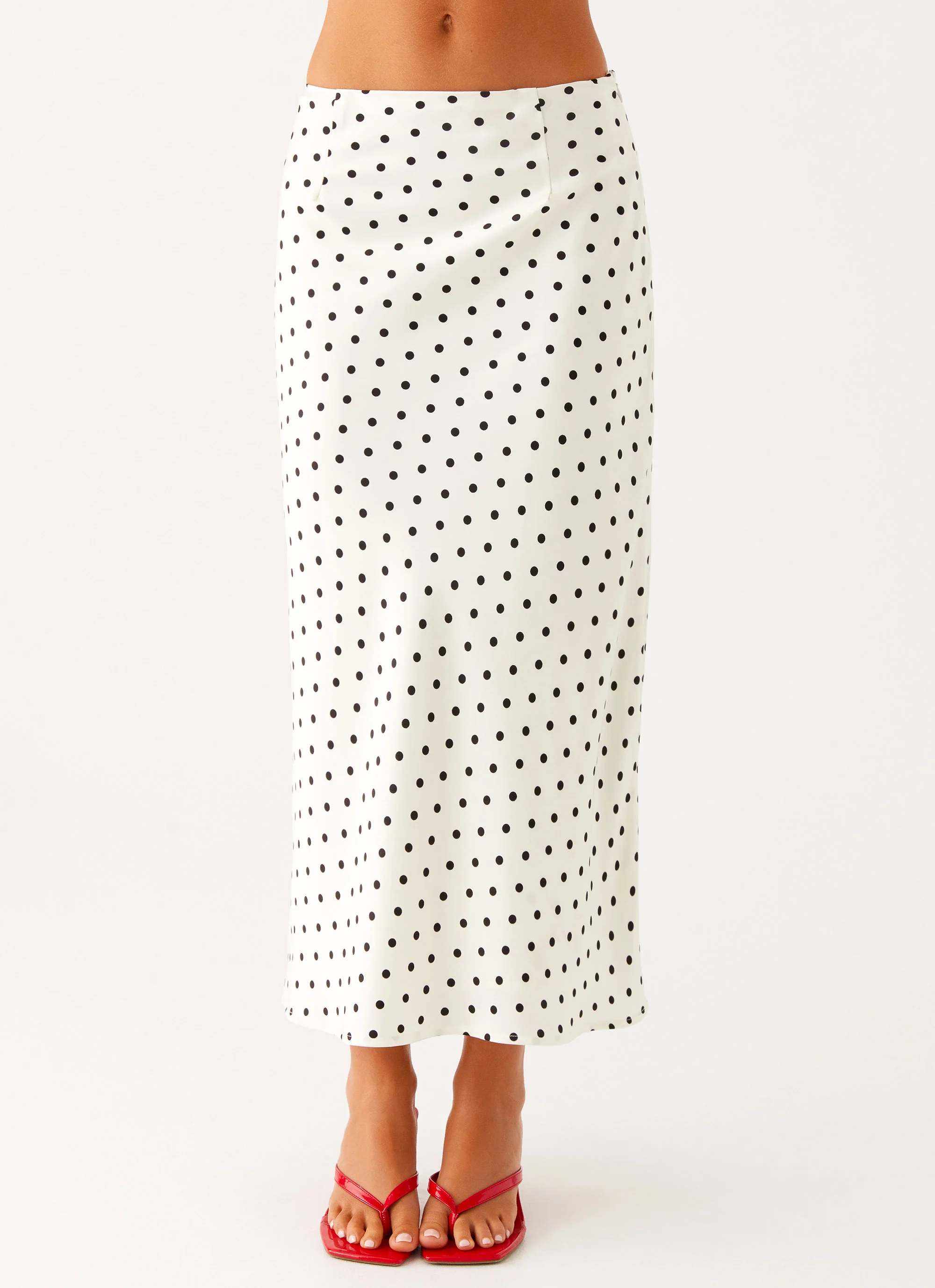 Breanne Midi Skirt - White Polka Dot - Image 4