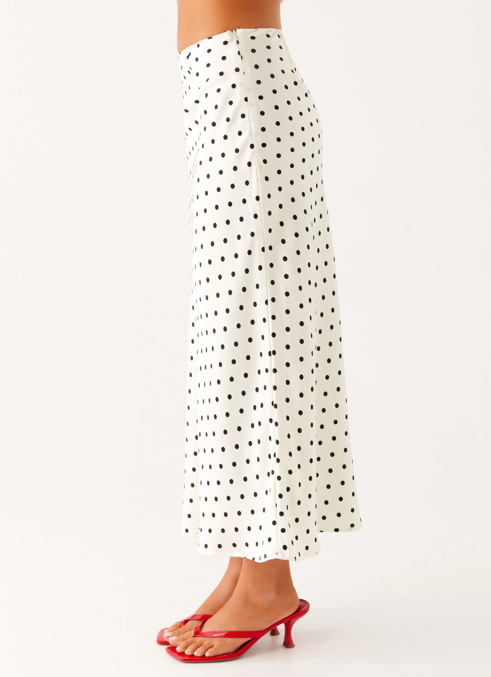 Breanne Midi Skirt - White Polka Dot - Image 5