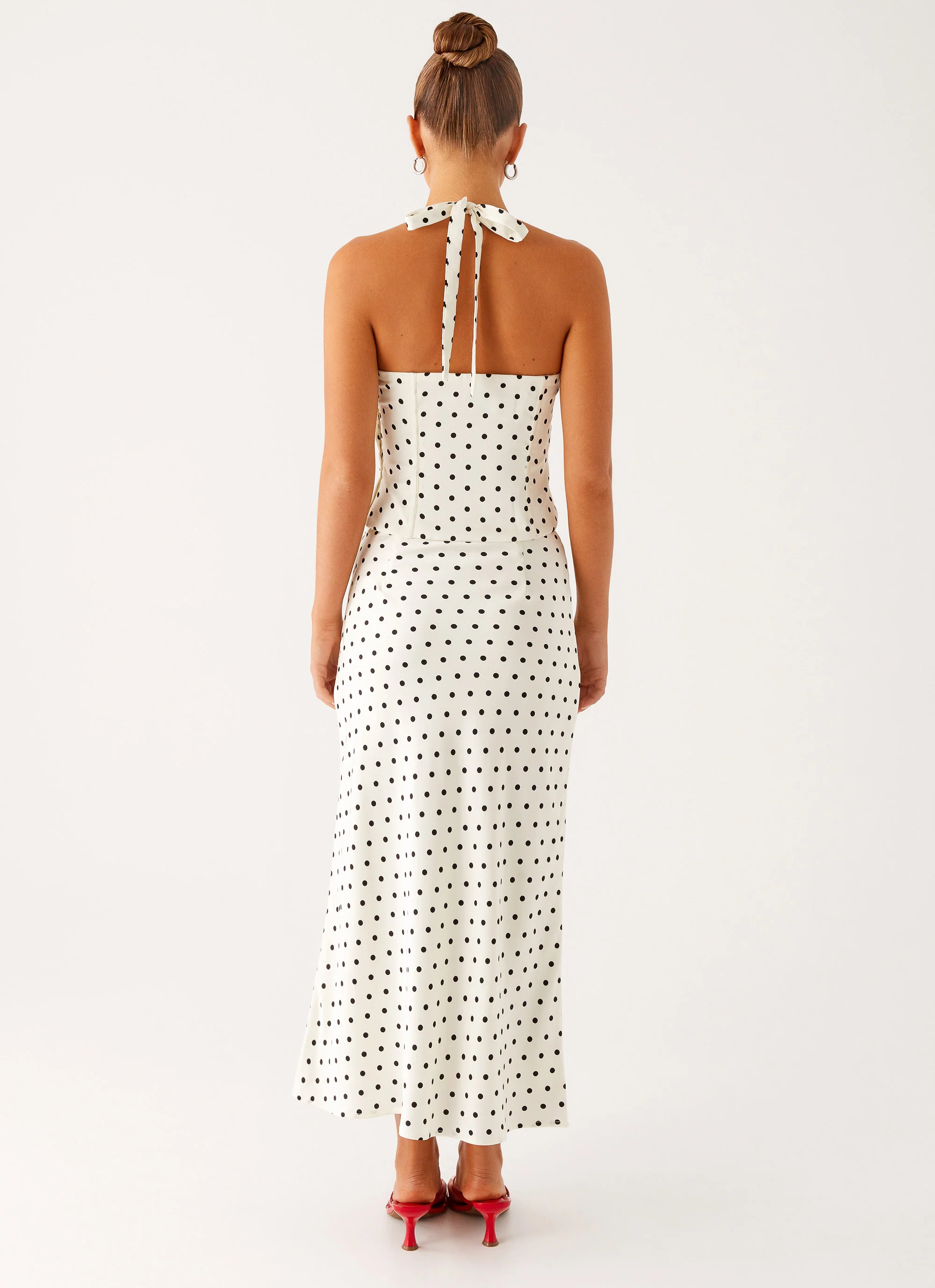 Breanne Midi Skirt - White Polka Dot - Image 6