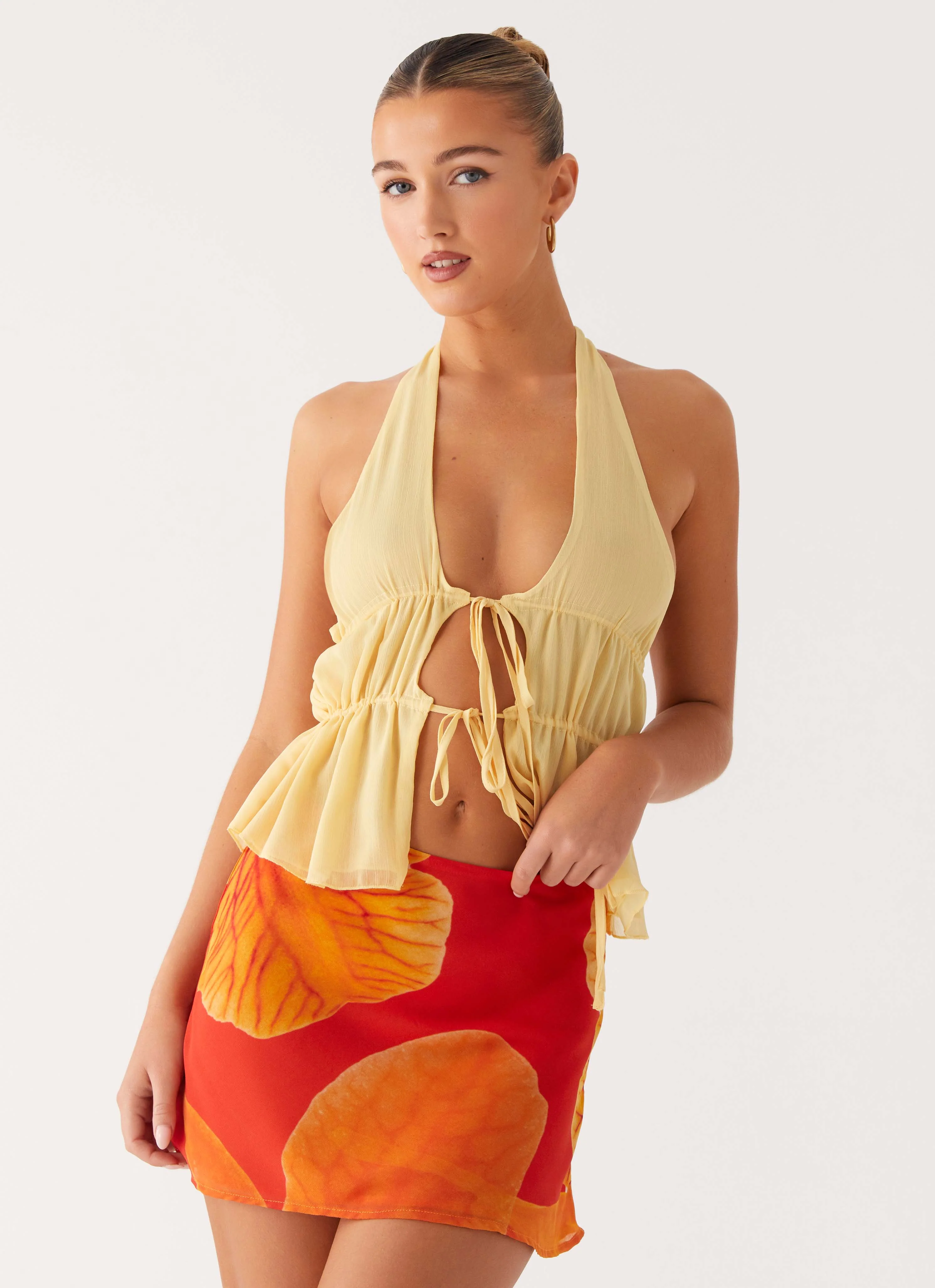 Breezy Palms Mini Skirt - Serene Orange - Image 4