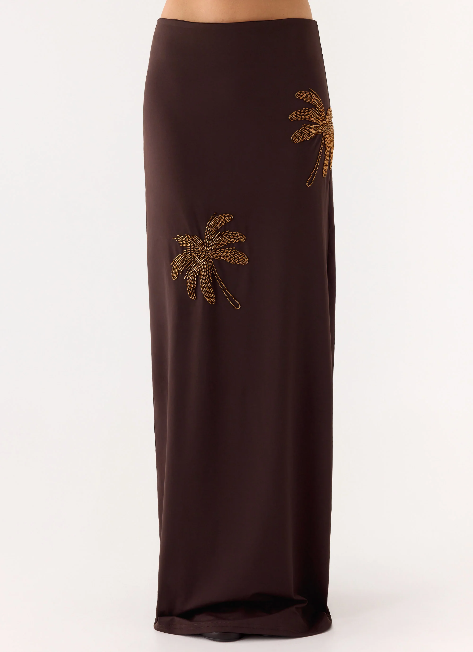 Brienne Beaded Maxi Skirt - Chocolate - Image 4
