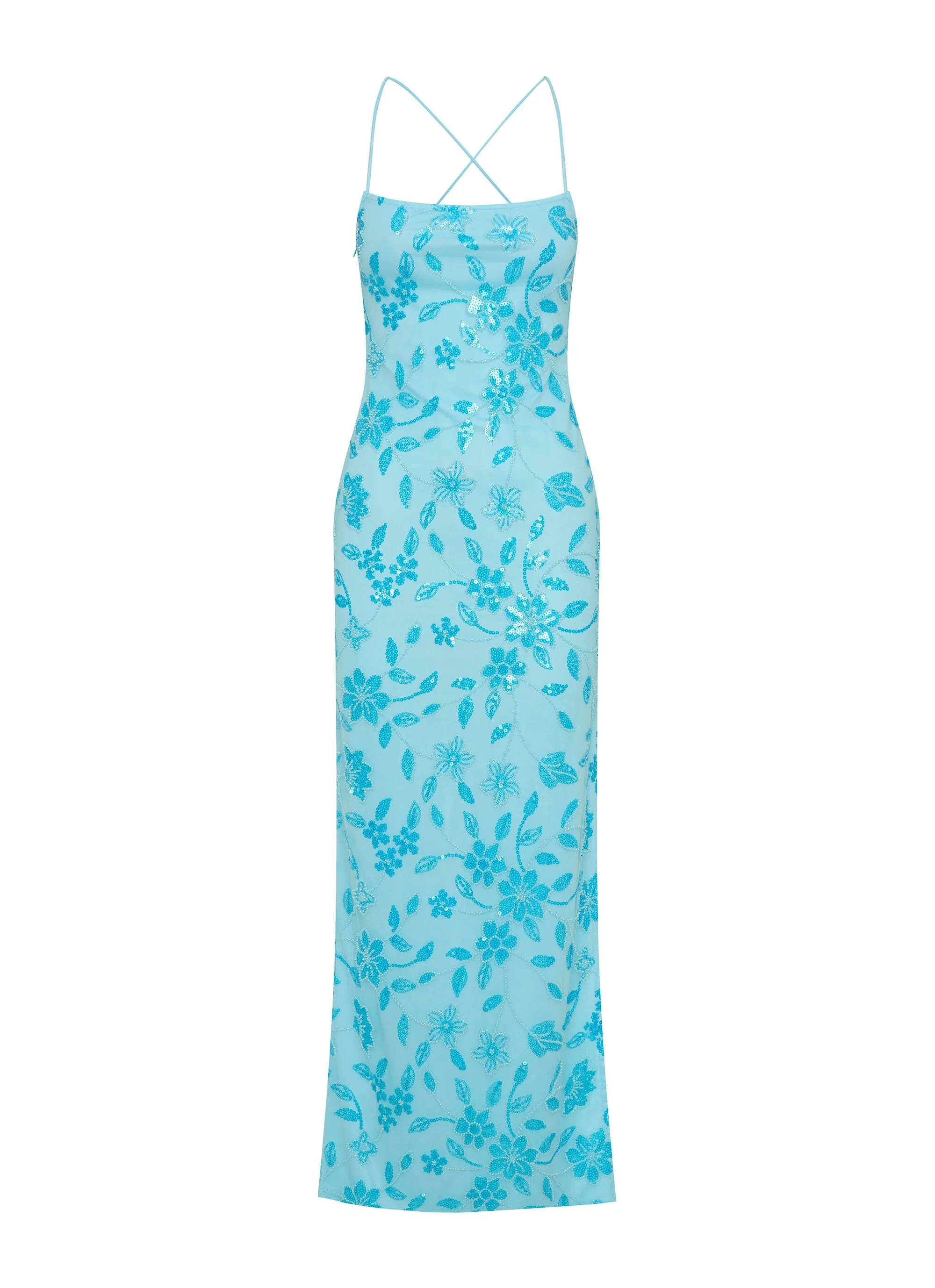 Bright Lights Beaded Maxi Dress - Blue - Image 3