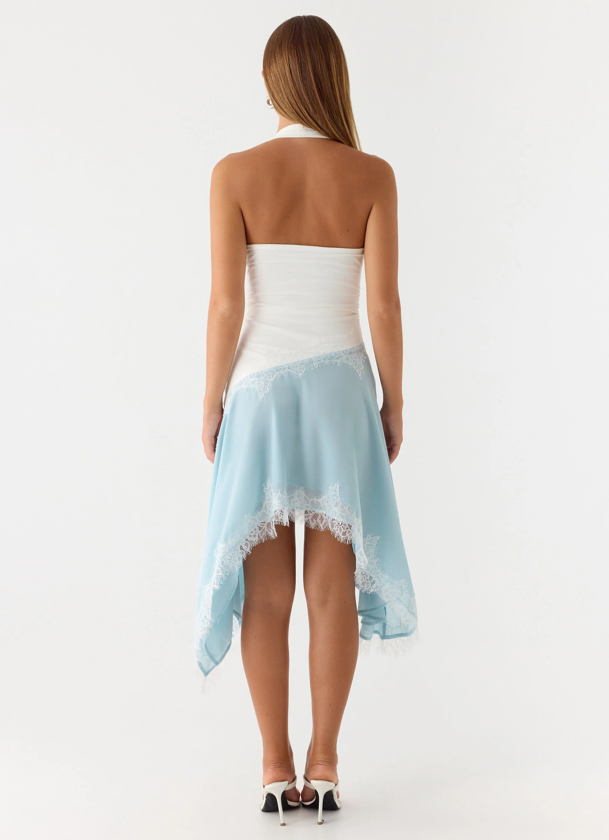 Brionee Midi Dress - Pale Blue & White - Image 5