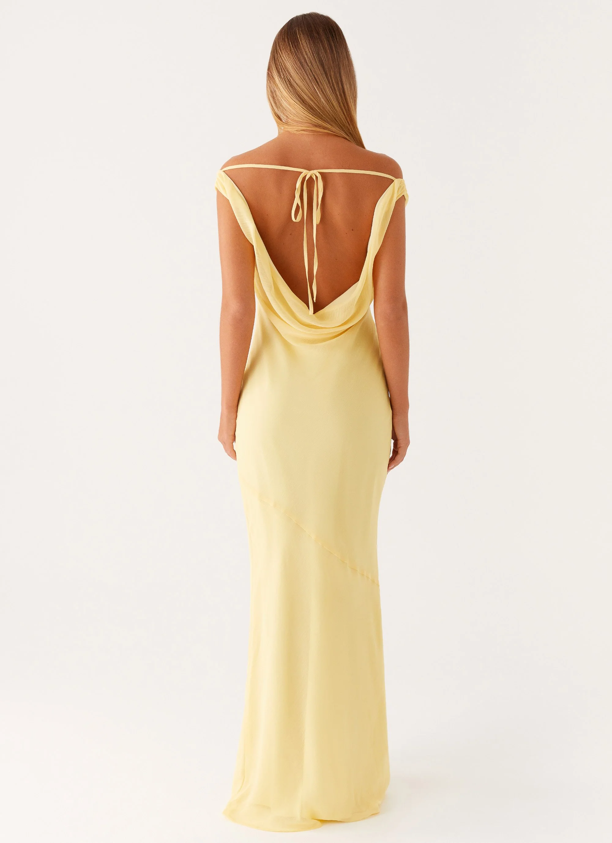 Brittany Chiffon Maxi Dress - Pastel Yellow - Image 4