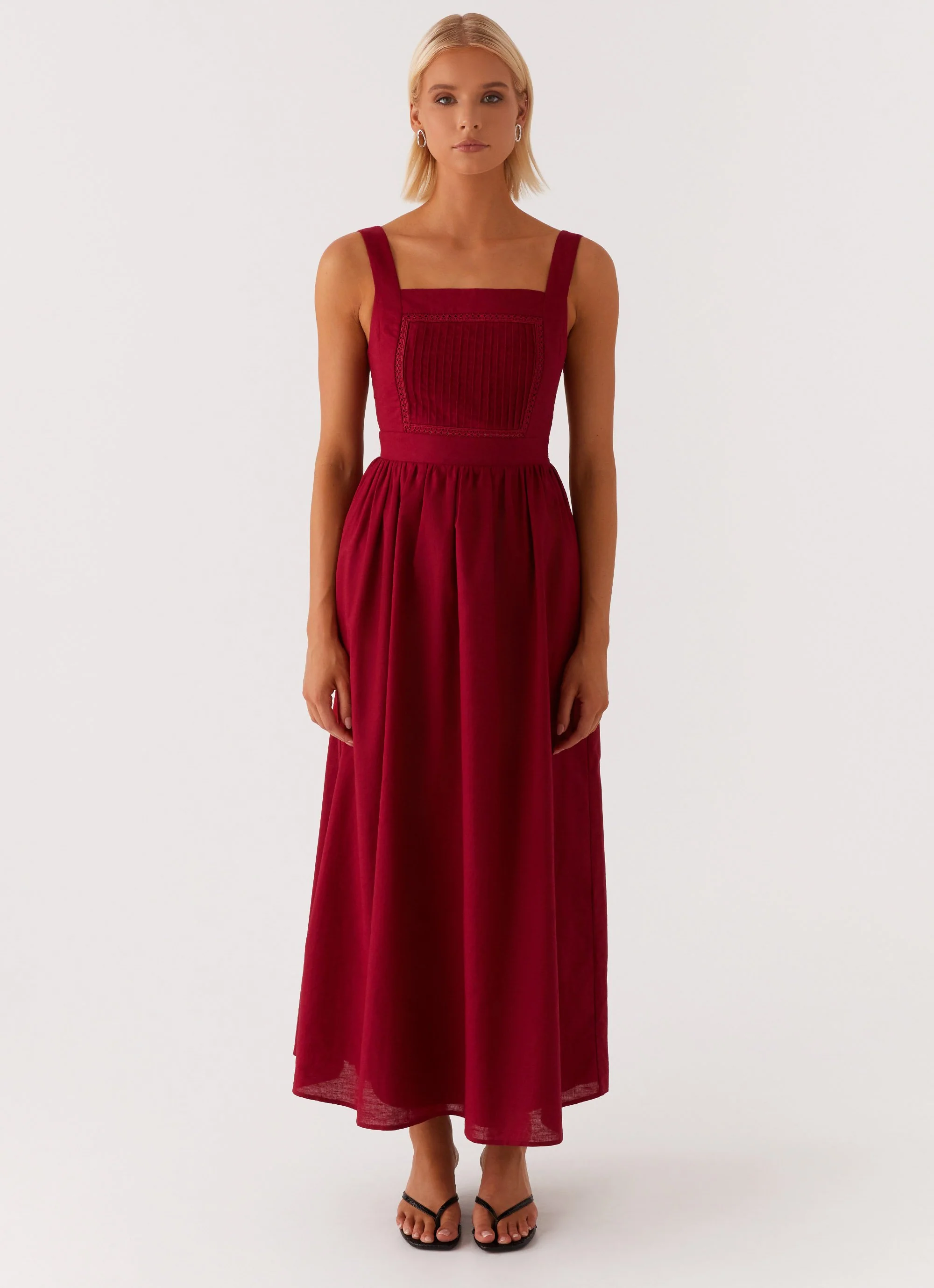 Brylin Linen Midi Dress - Red - Image 3