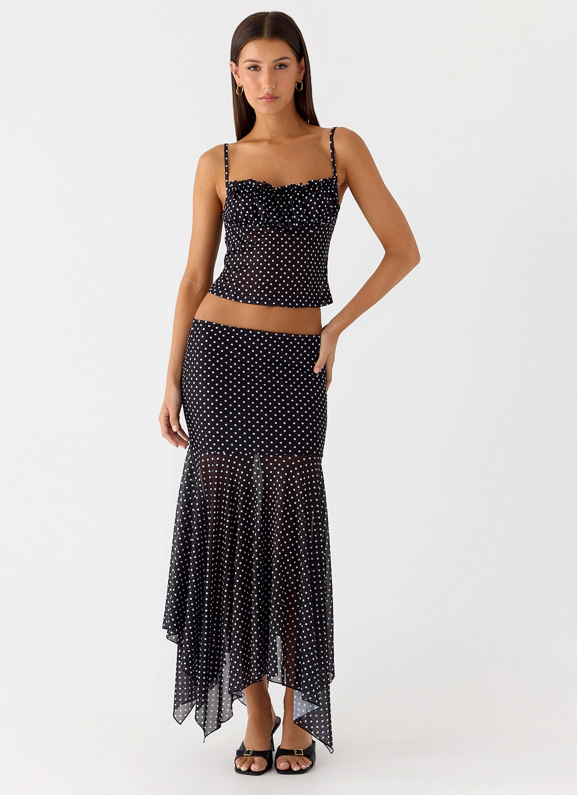 Buffy Maxi Skirt - Black Polkadot - Image 6