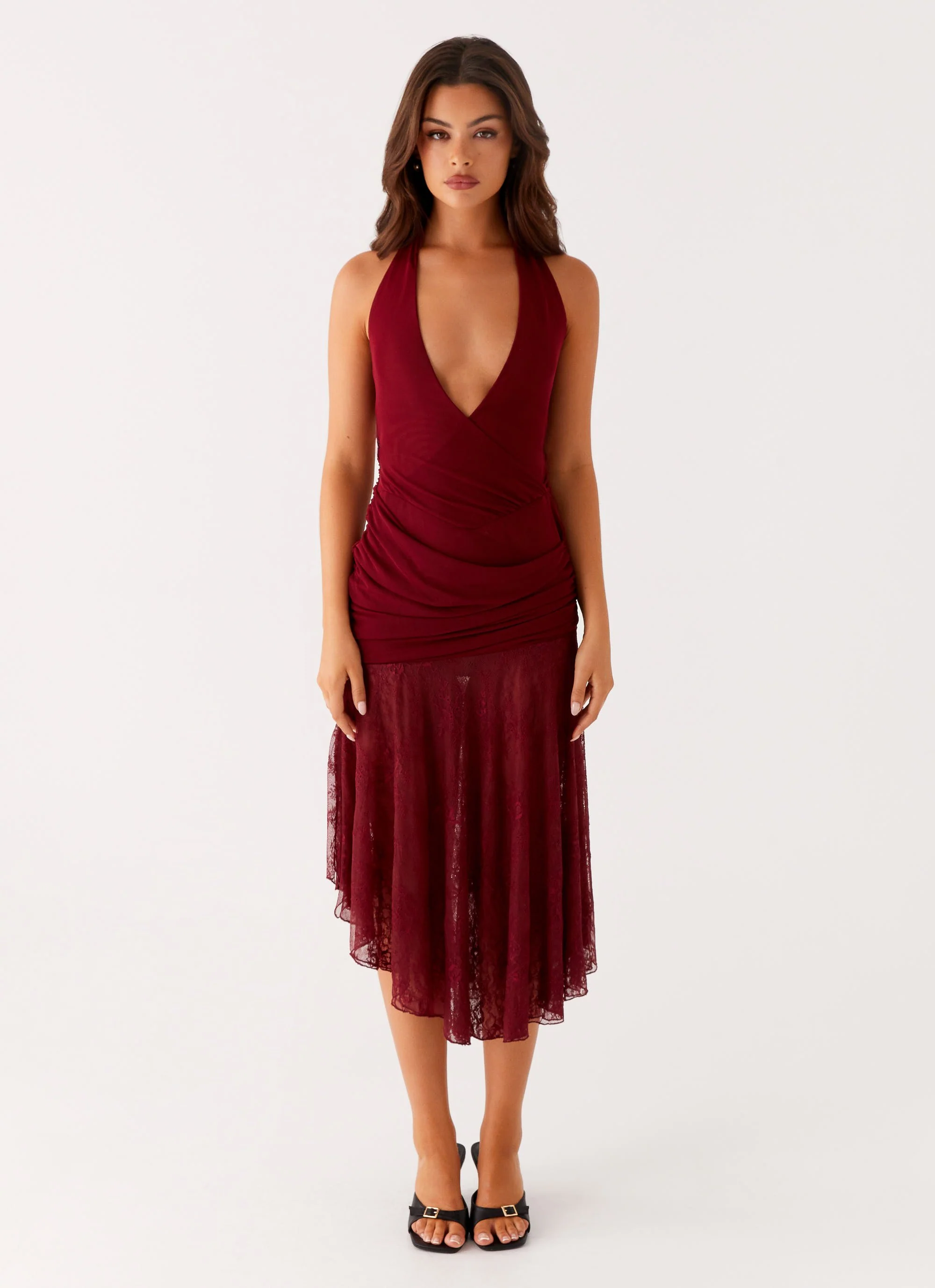 Burnout Midi Dress - Maroon - Image 2