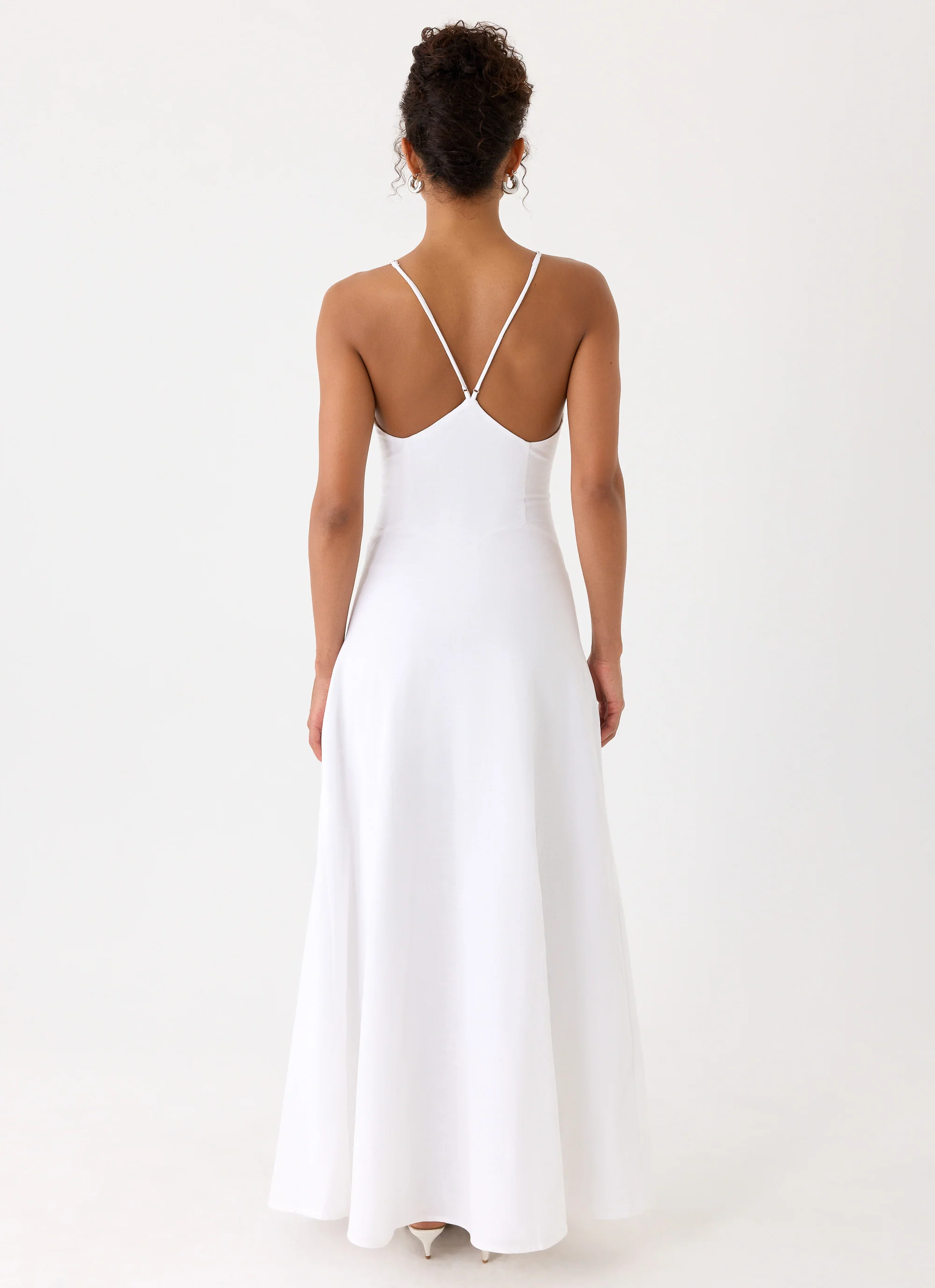 Calianna Linen Maxi Dress - White - Image 3