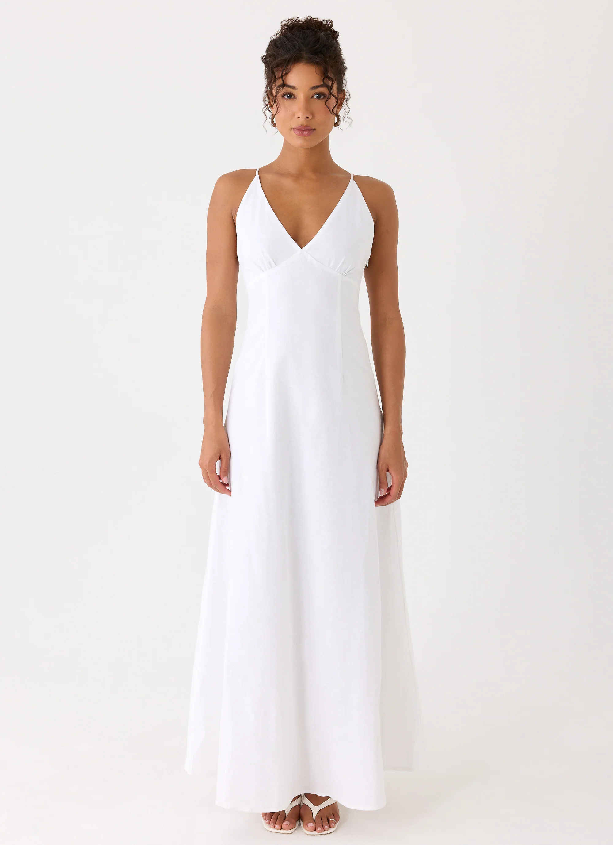 Calianna Linen Maxi Dress - White - Image 4