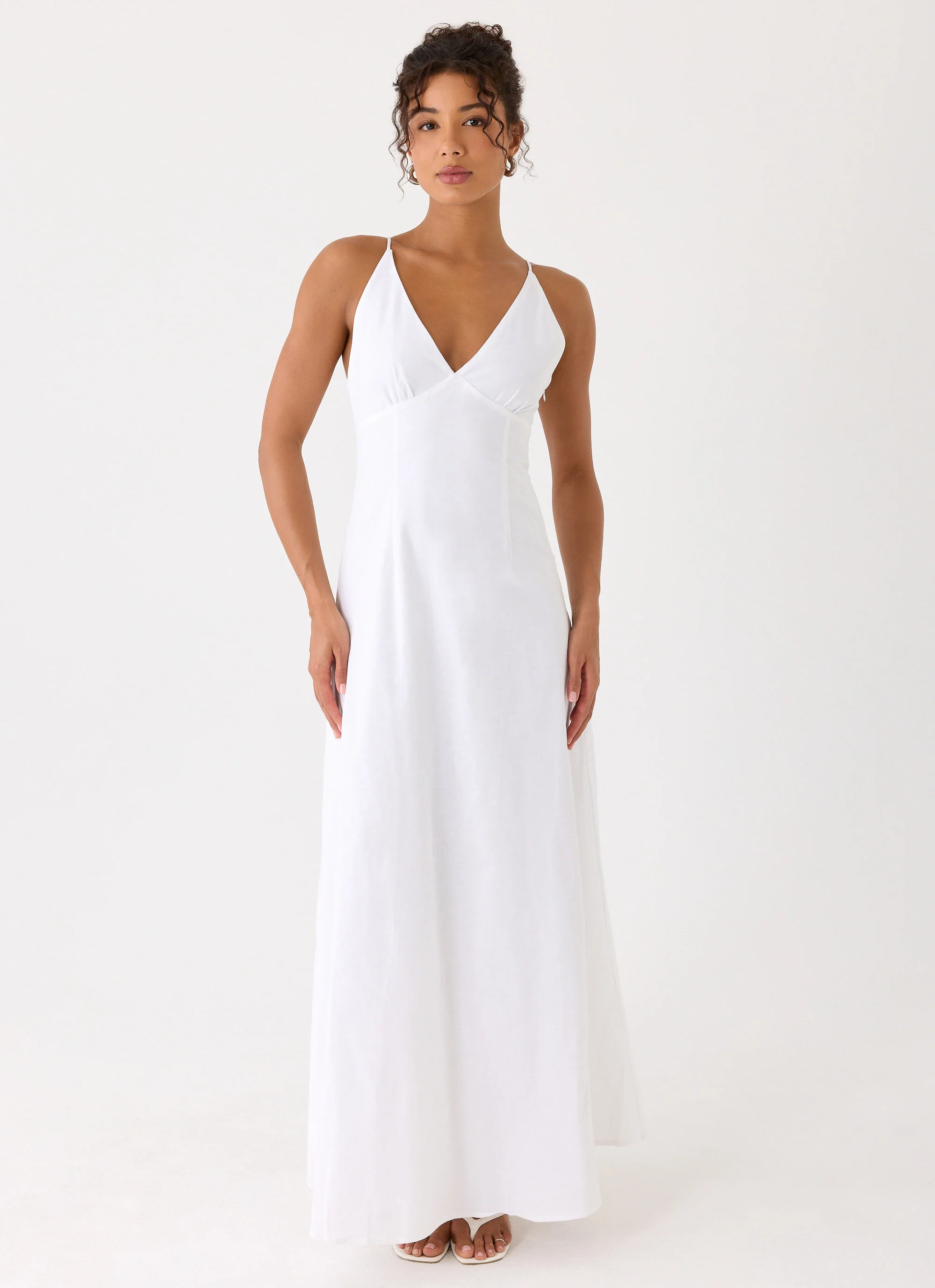 Calianna Linen Maxi Dress - White - Image 5