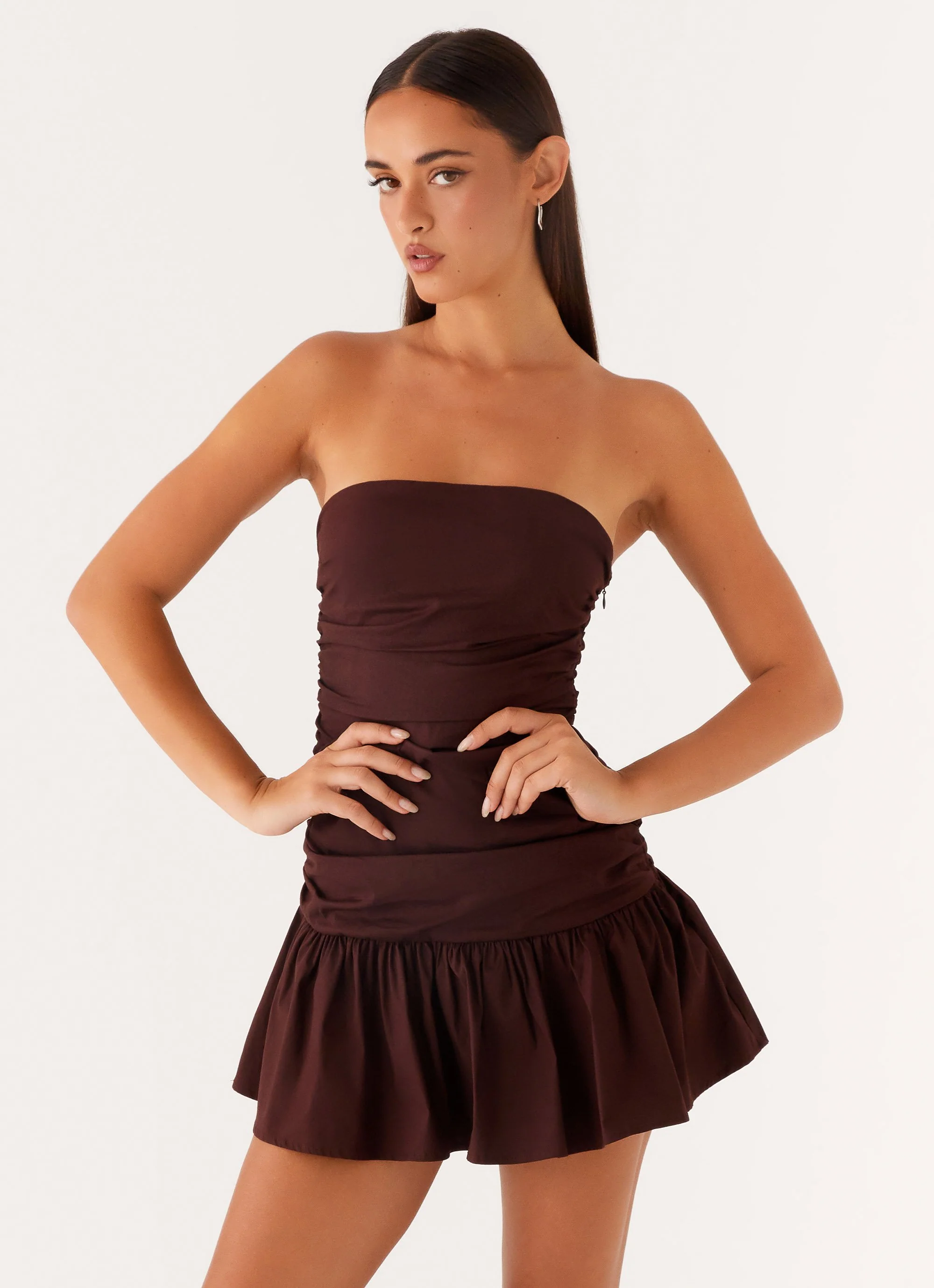 Carmel Mini Dress - Chocolate - Image 2