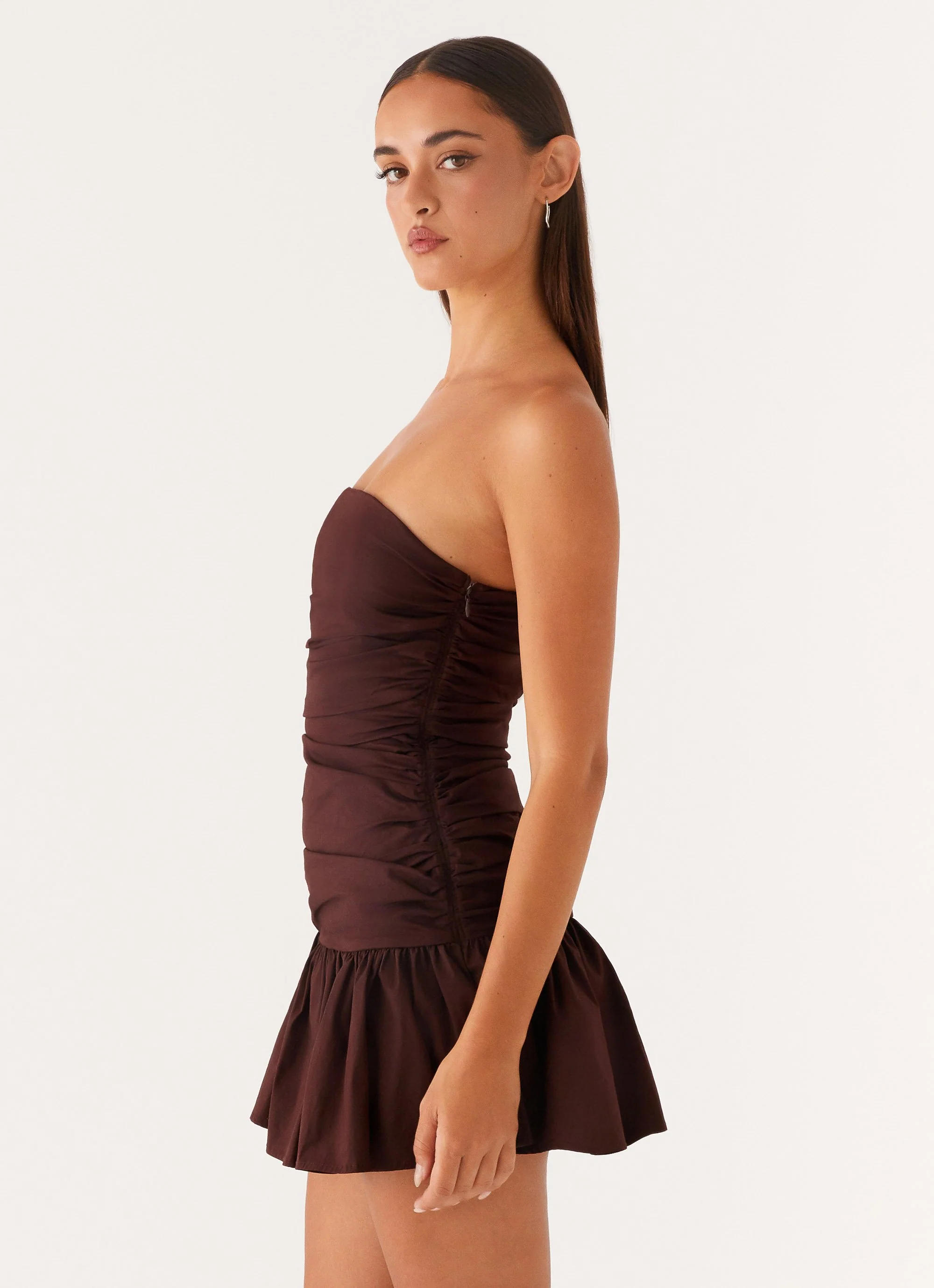 Carmel Mini Dress - Chocolate - Image 4
