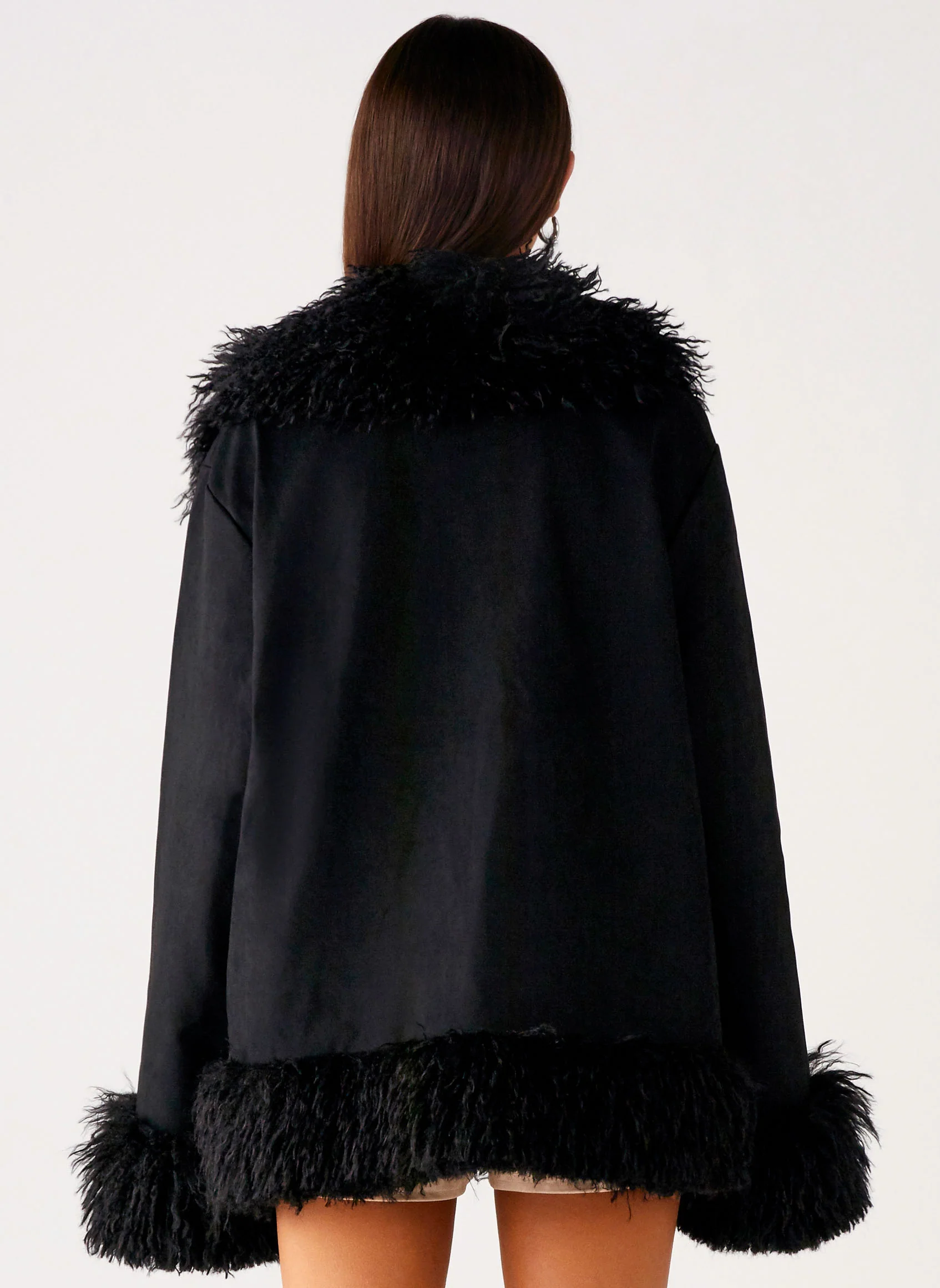 Carmelita Faux Fur Trim Jacket - Black - Image 4