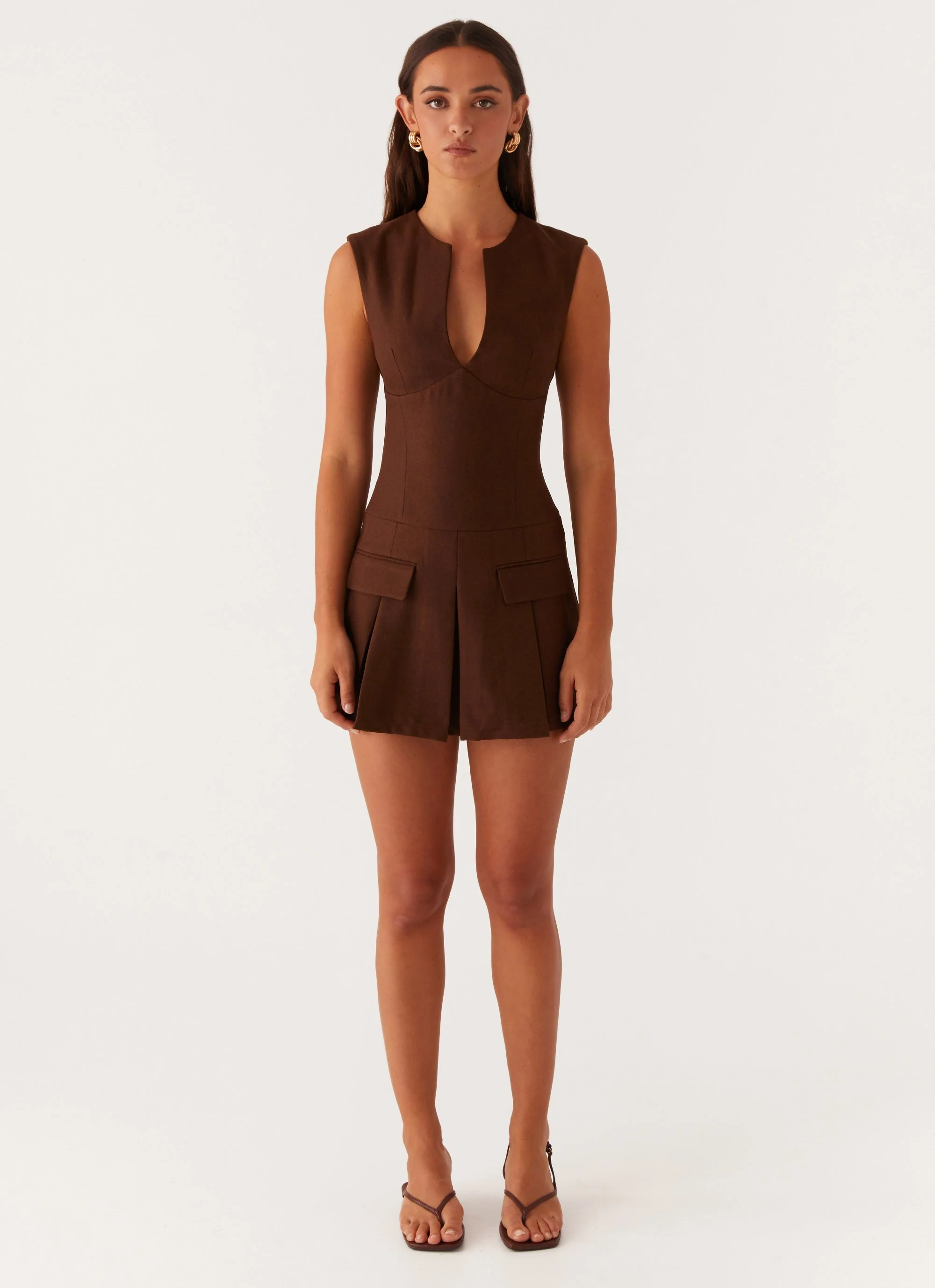 Cassia Mini Dress - Brown - Image 2