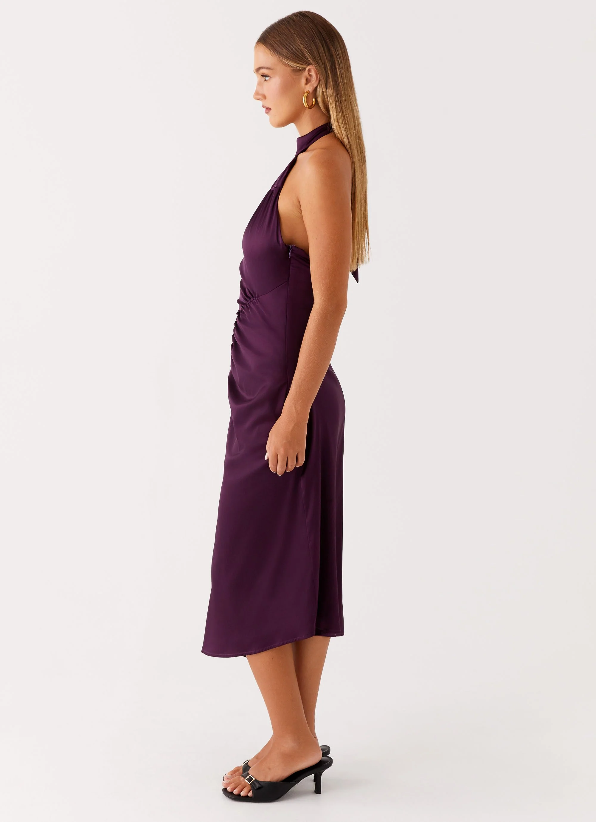 Casta Halterneck Midi Dress - Plum - Image 3