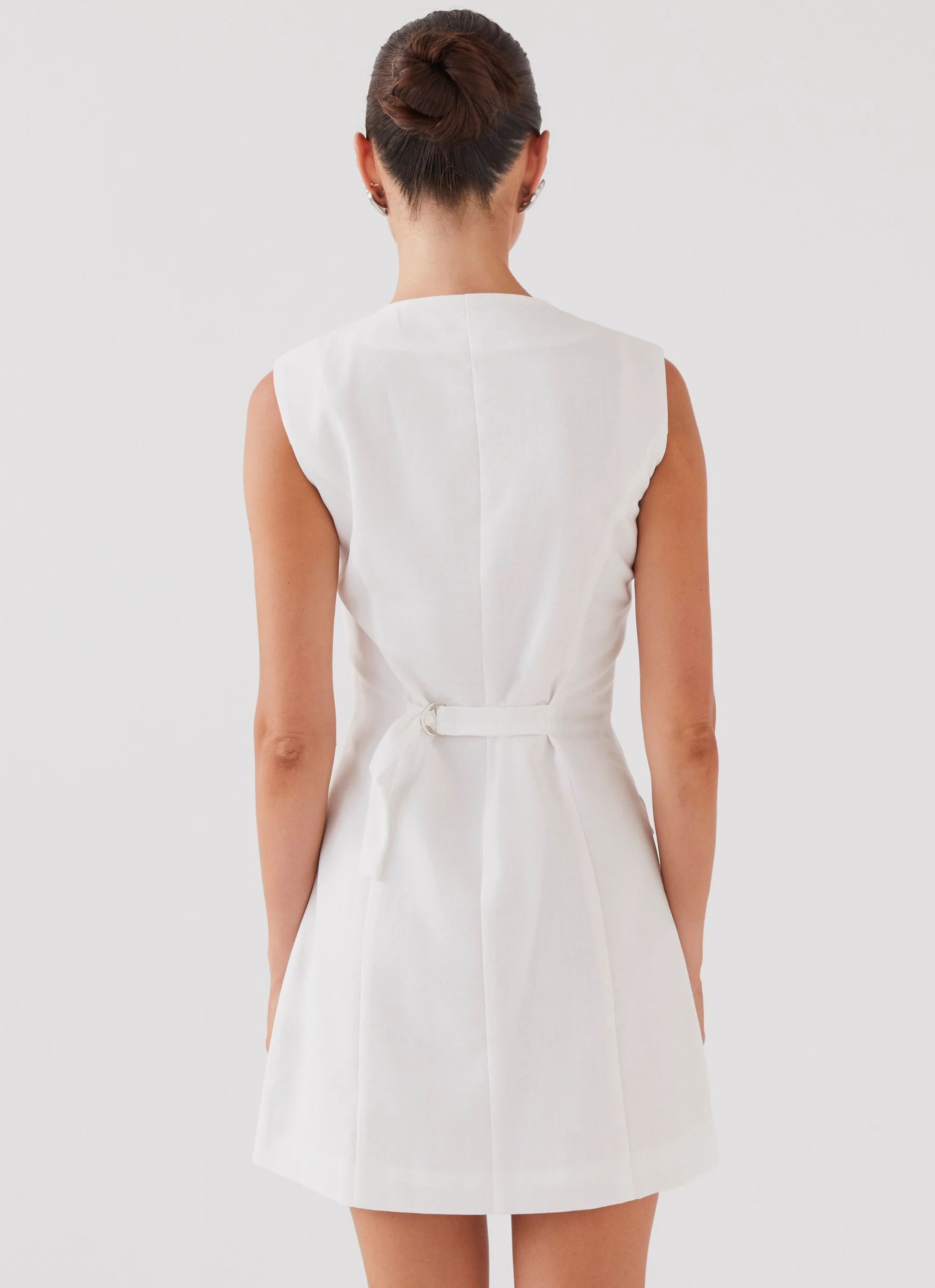 Castello Fiore Linen Mini Dress - White - Image 4