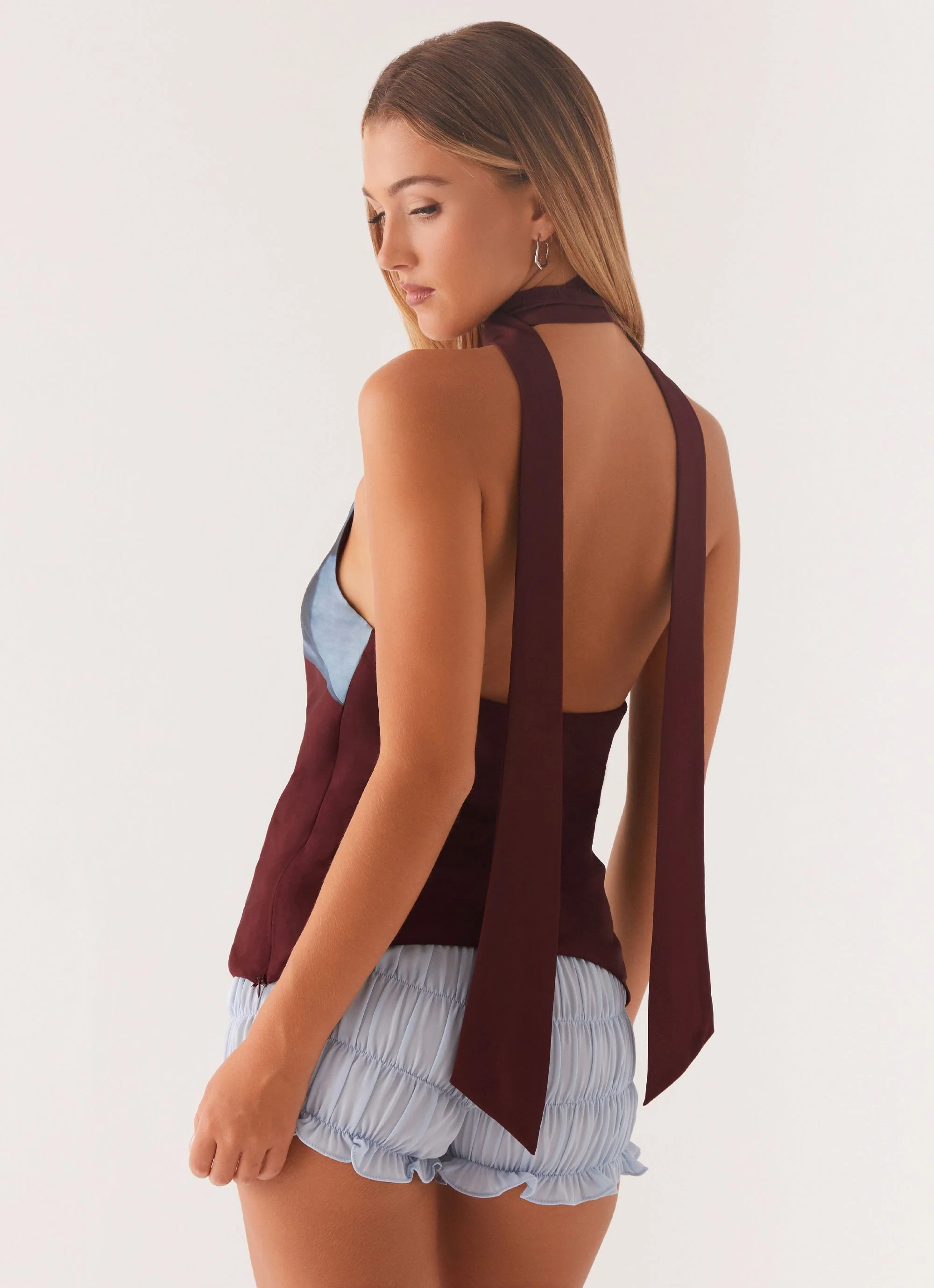 Catarina Halter Top - Maroon Print - Image 6
