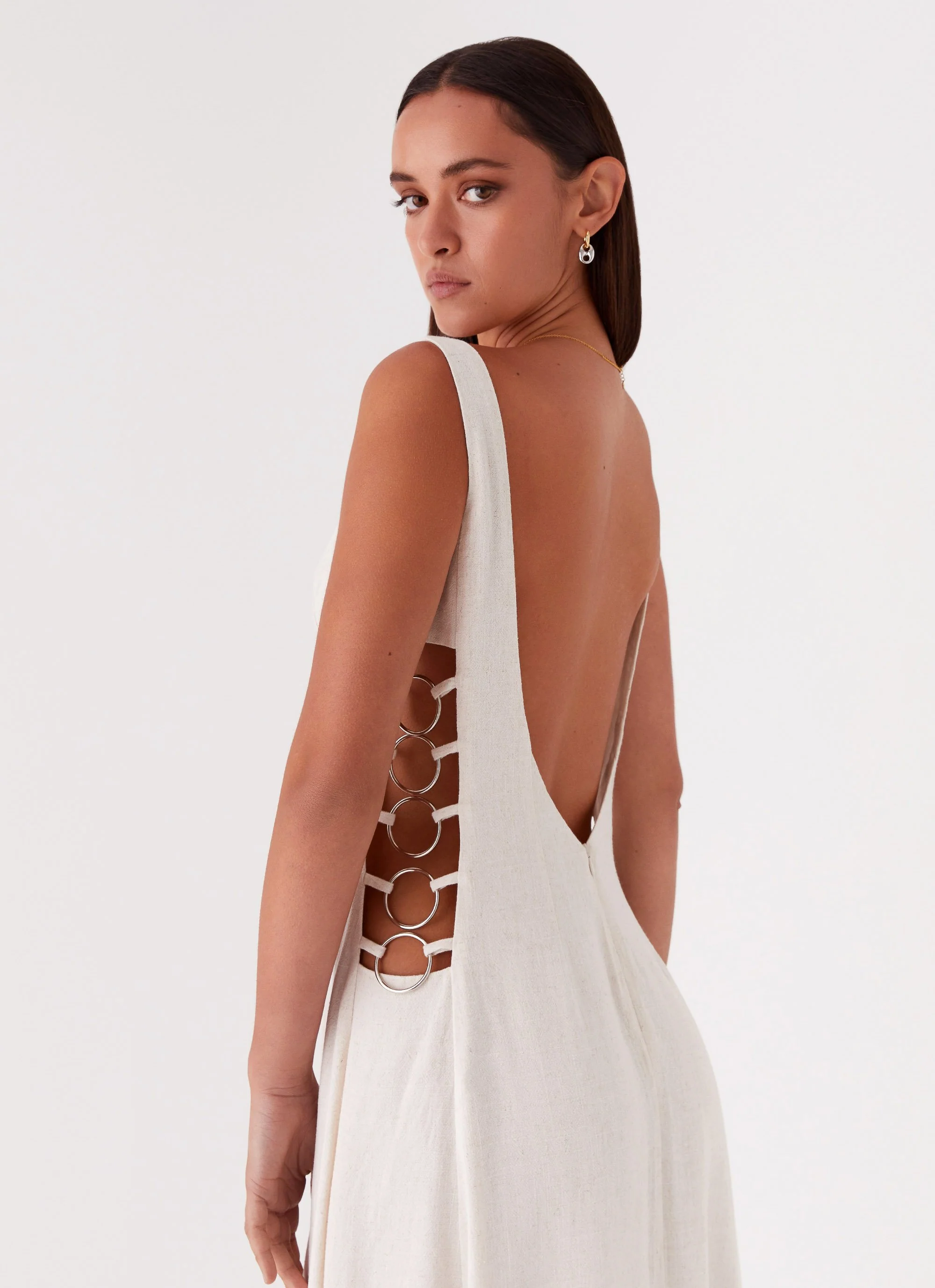 Catherine Linen Maxi Dress - Oatmeal - Image 6