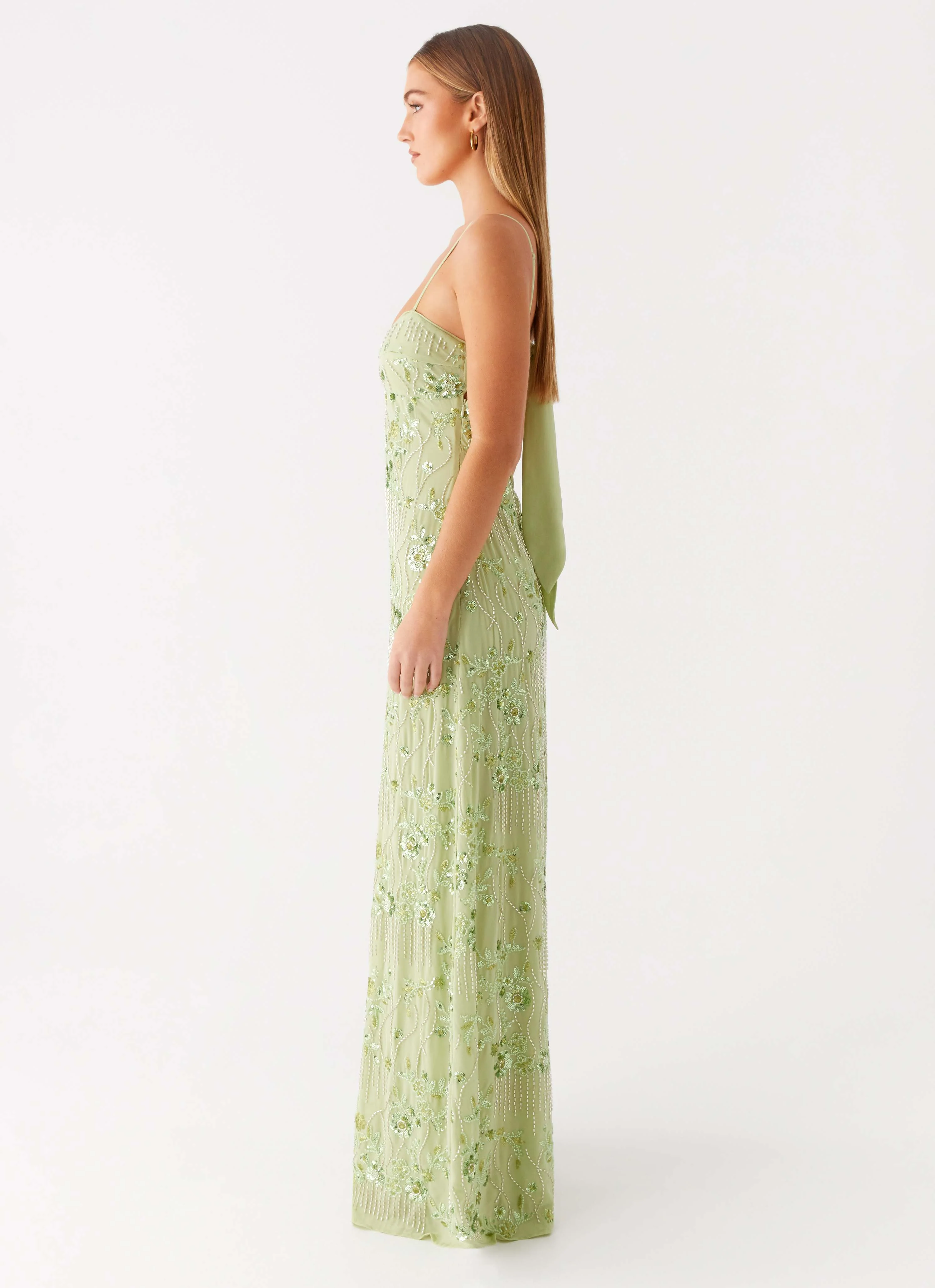 Celandine Beaded Maxi Dress - Lime - Image 6