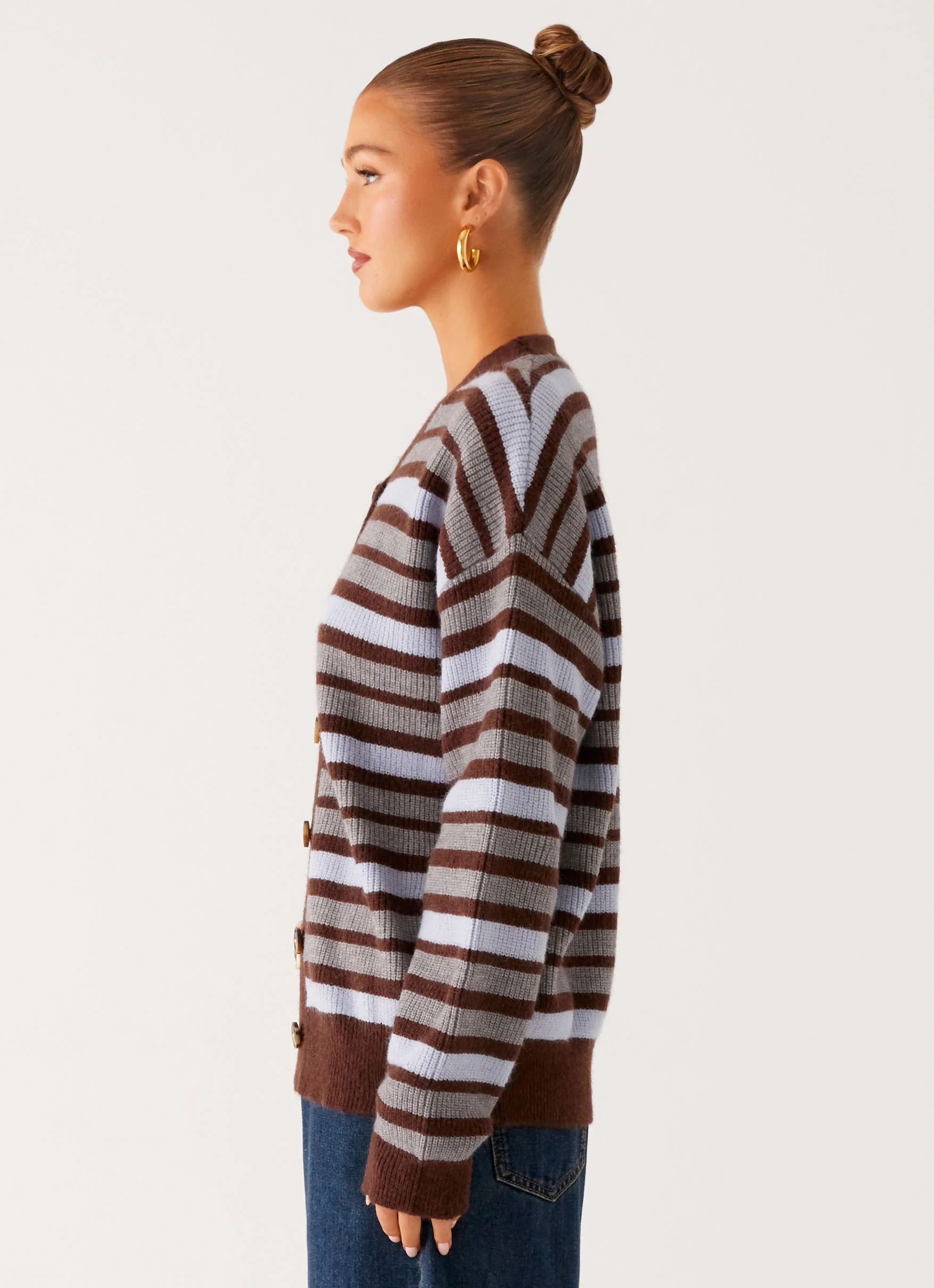 Charlie Oversized Cardigan - Tawny Stripe - Image 3