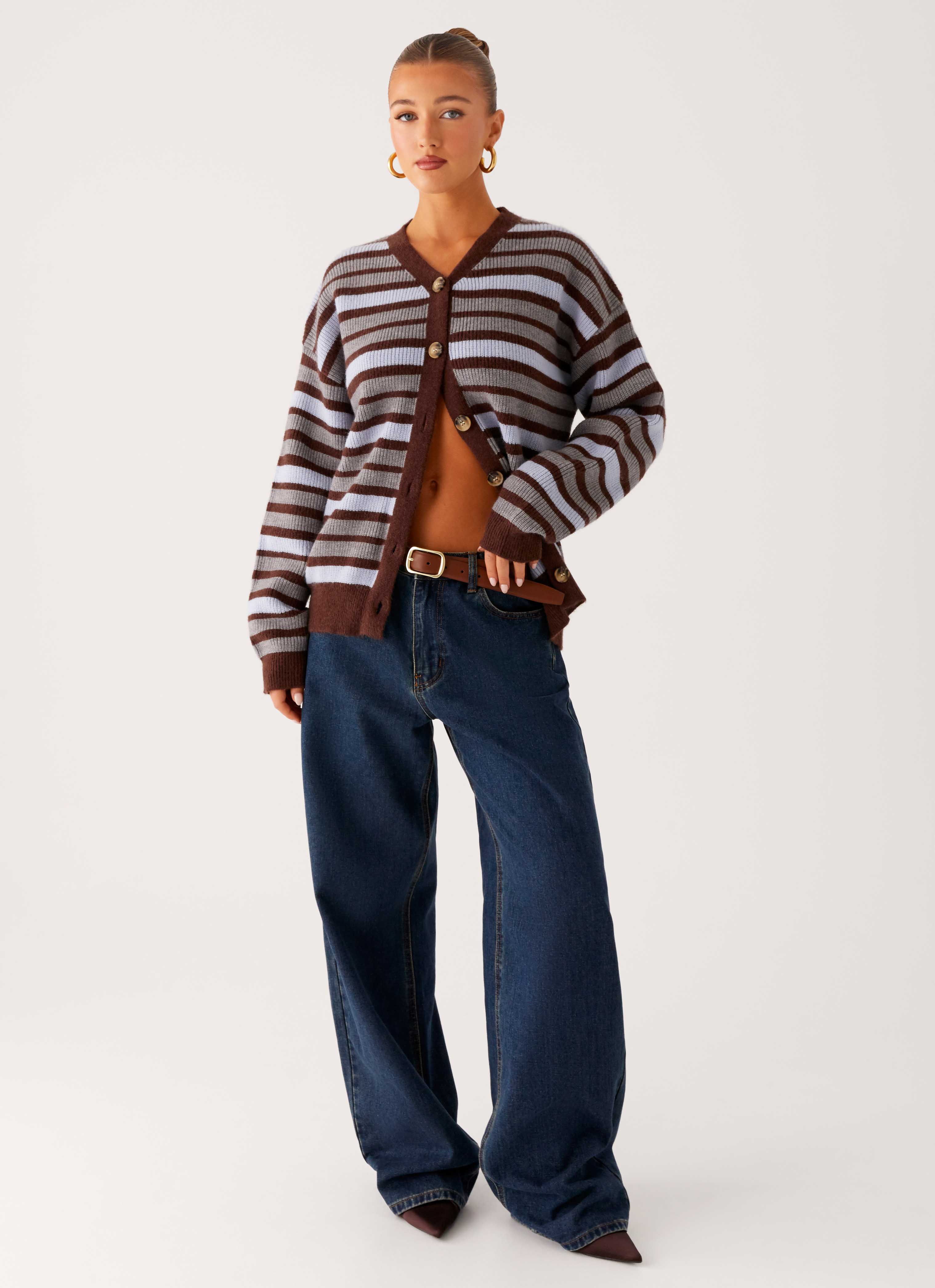 Charlie Oversized Cardigan - Tawny Stripe - Image 6