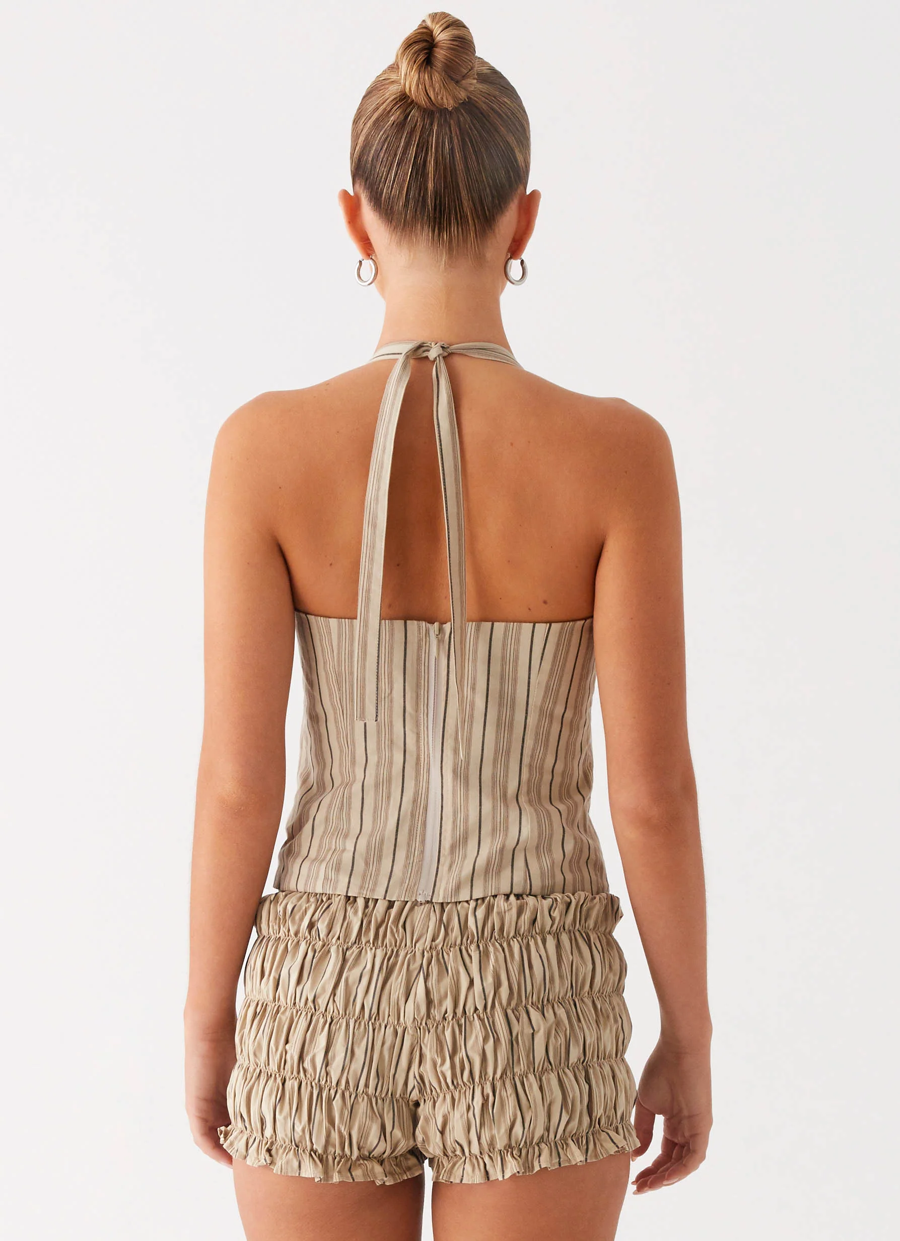 Cheryl Bustier Halter Top - Oatmeal Stripe - Image 3