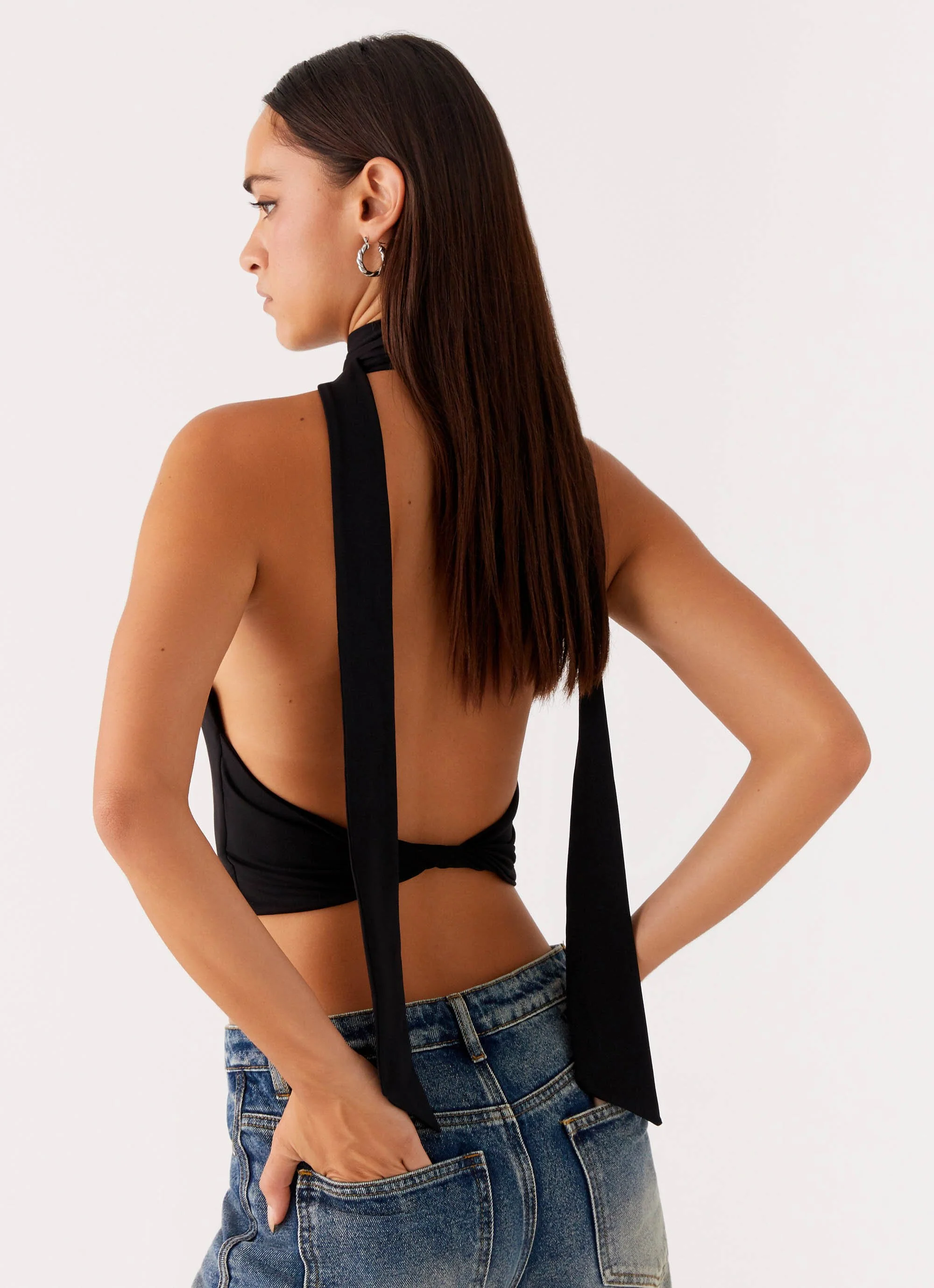 Chrysta Halterneck Top - Black - Image 6