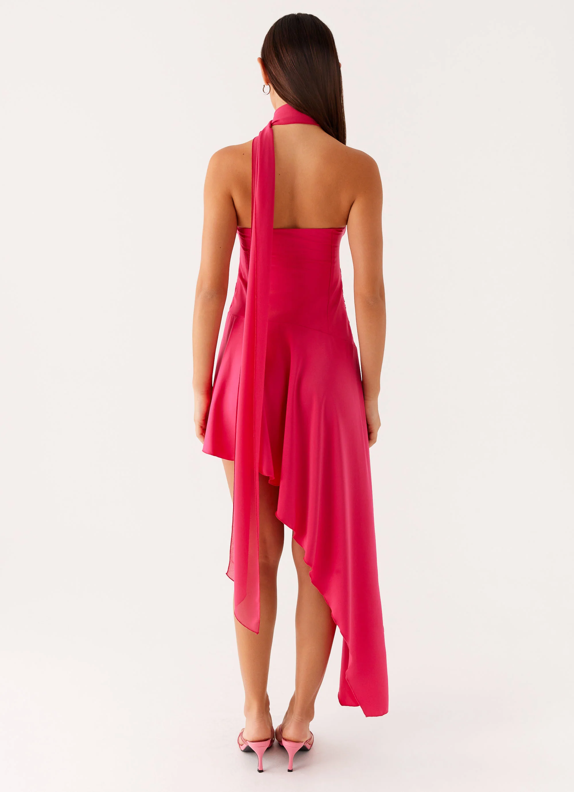 Circa Scarf Midi Dress - Hot Pink - Image 3