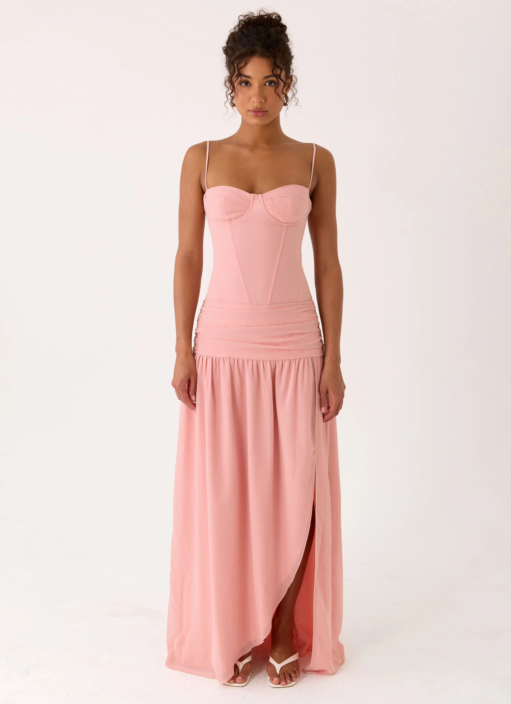 Clemence Bustier Maxi Dress - Coral