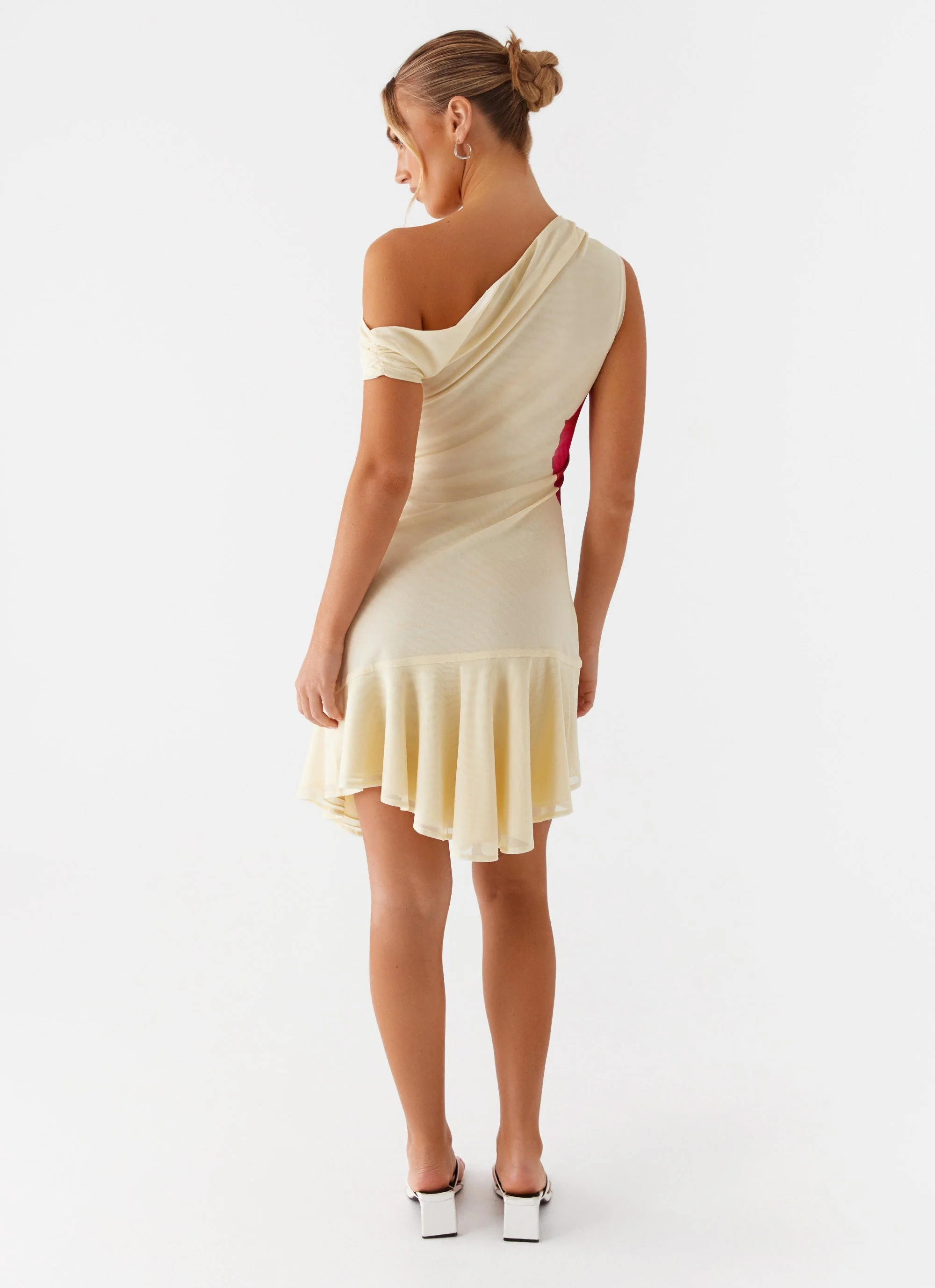 Clementina One Shoulder Mini Dress - Yellow - Image 5