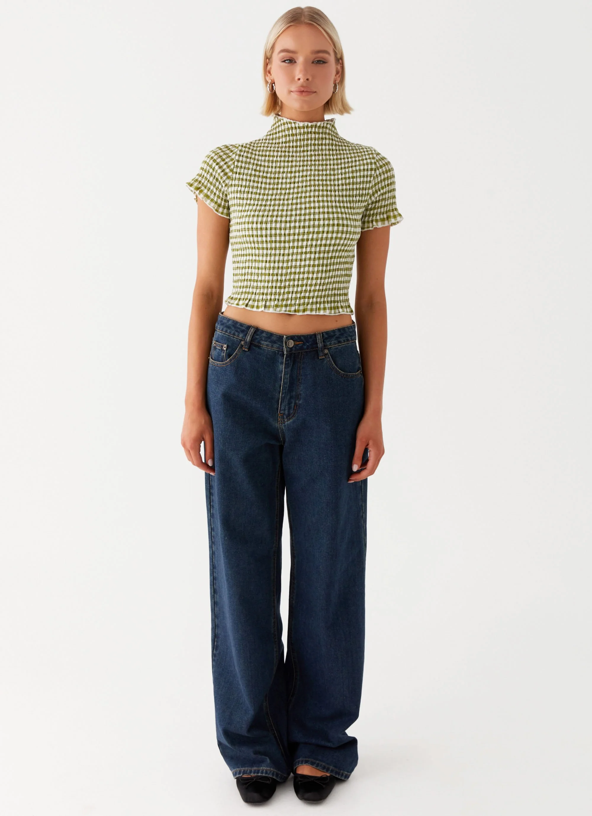 Cleo Tee - Khaki Gingham - Image 2