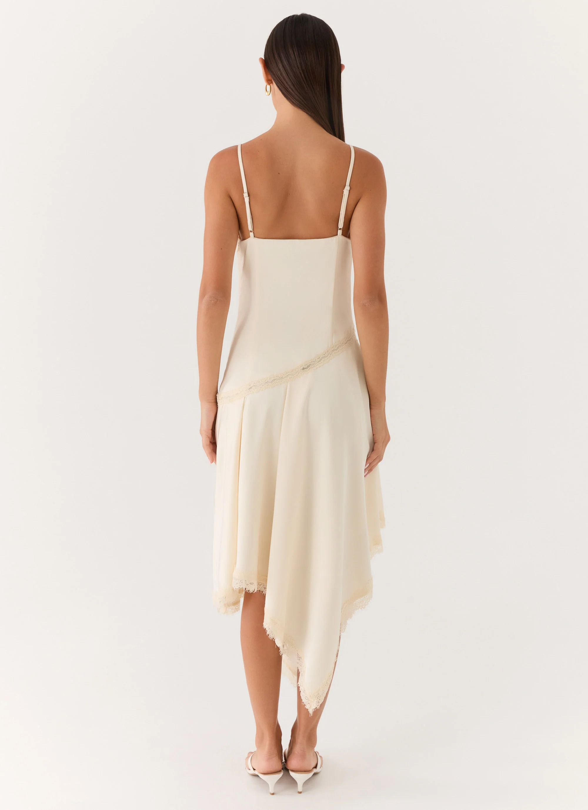 Cleosa Asymmetrical Midi Dress - Ivory - Image 3