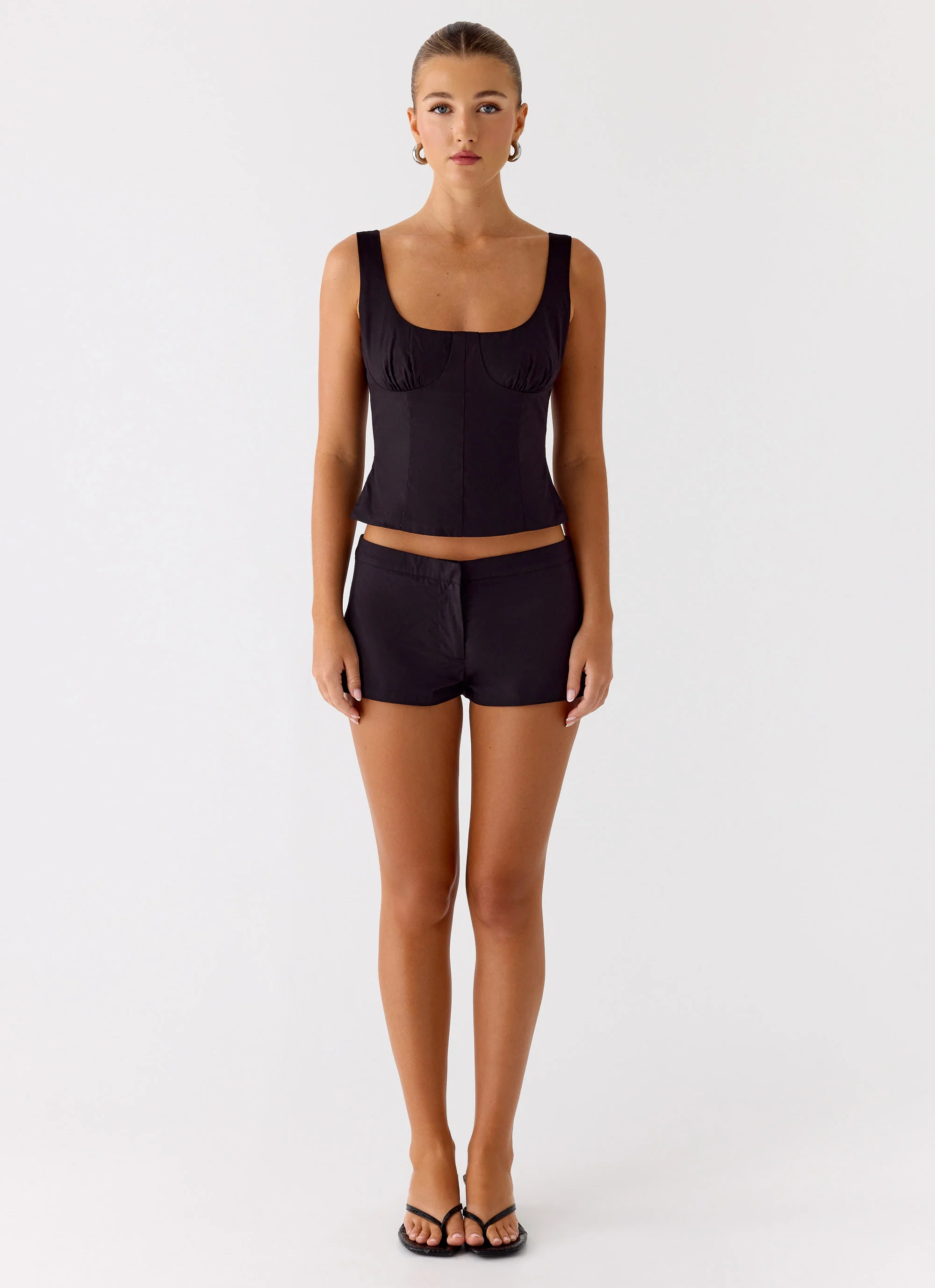 Coastline Cotton Bustier Top - Black - Image 5