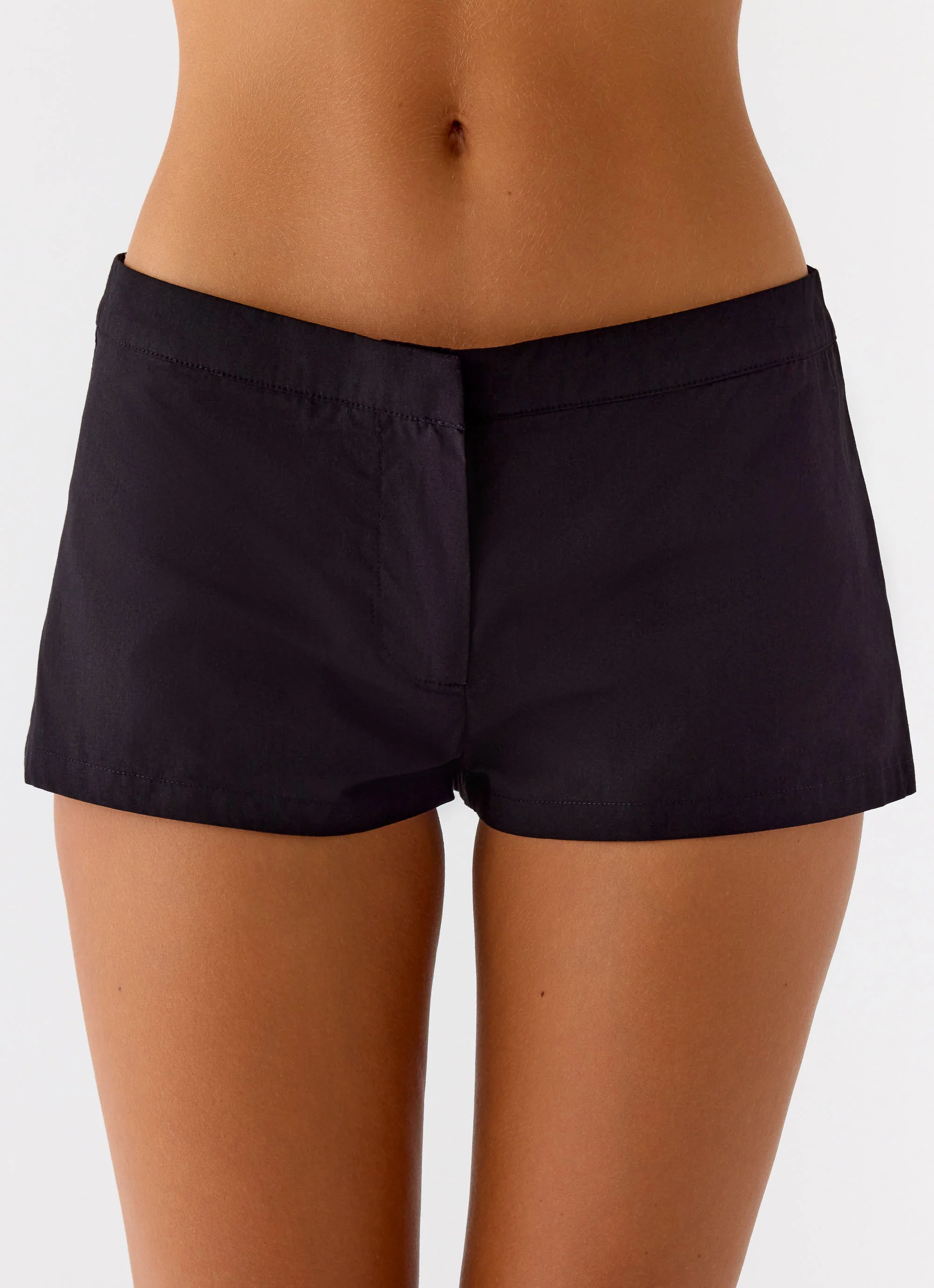 Coastline Cotton Micro Mini Shorts - Black - Image 6