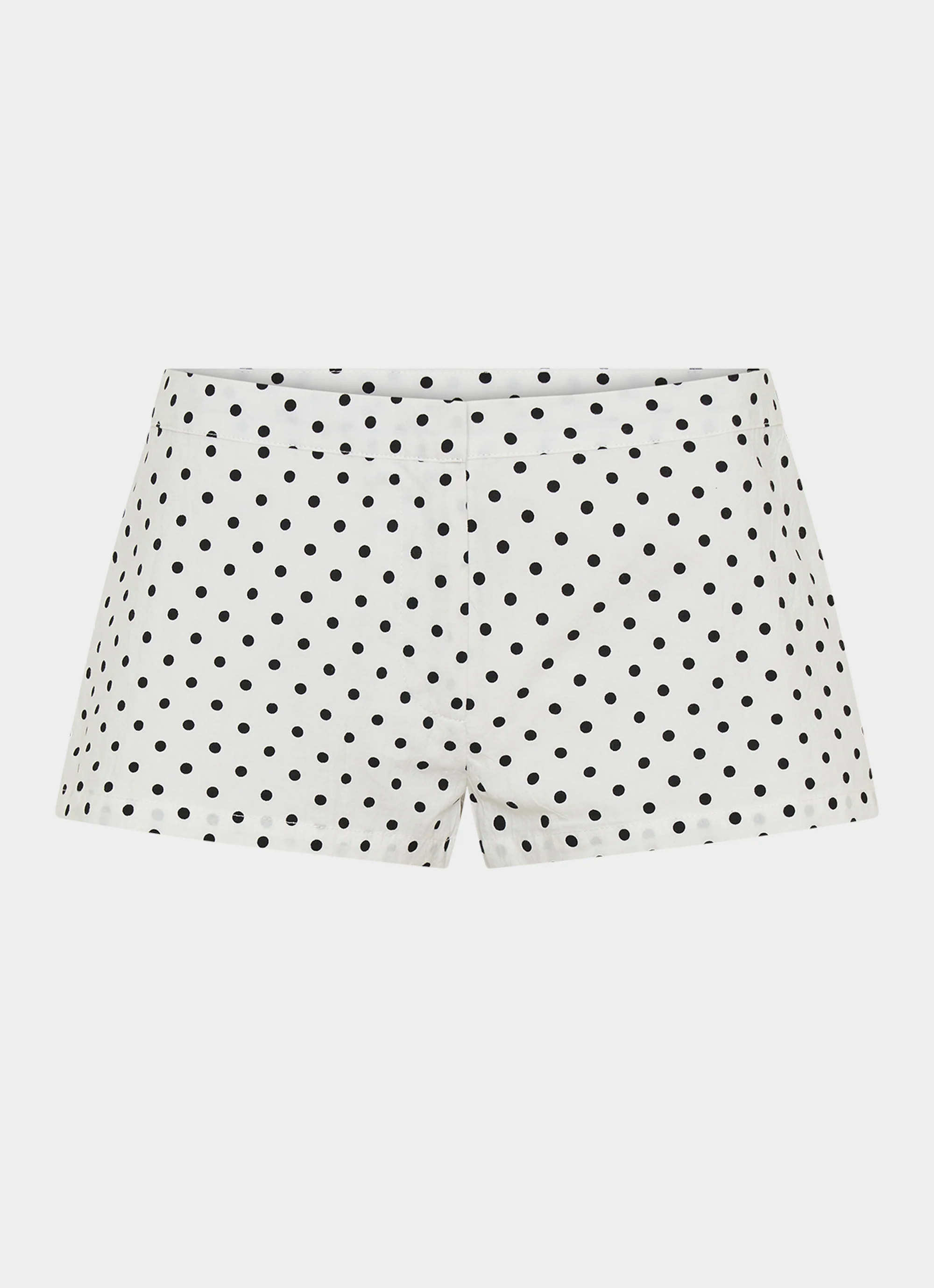 Coastline Cotton Micro Mini Shorts - White Polka Dot - Image 9