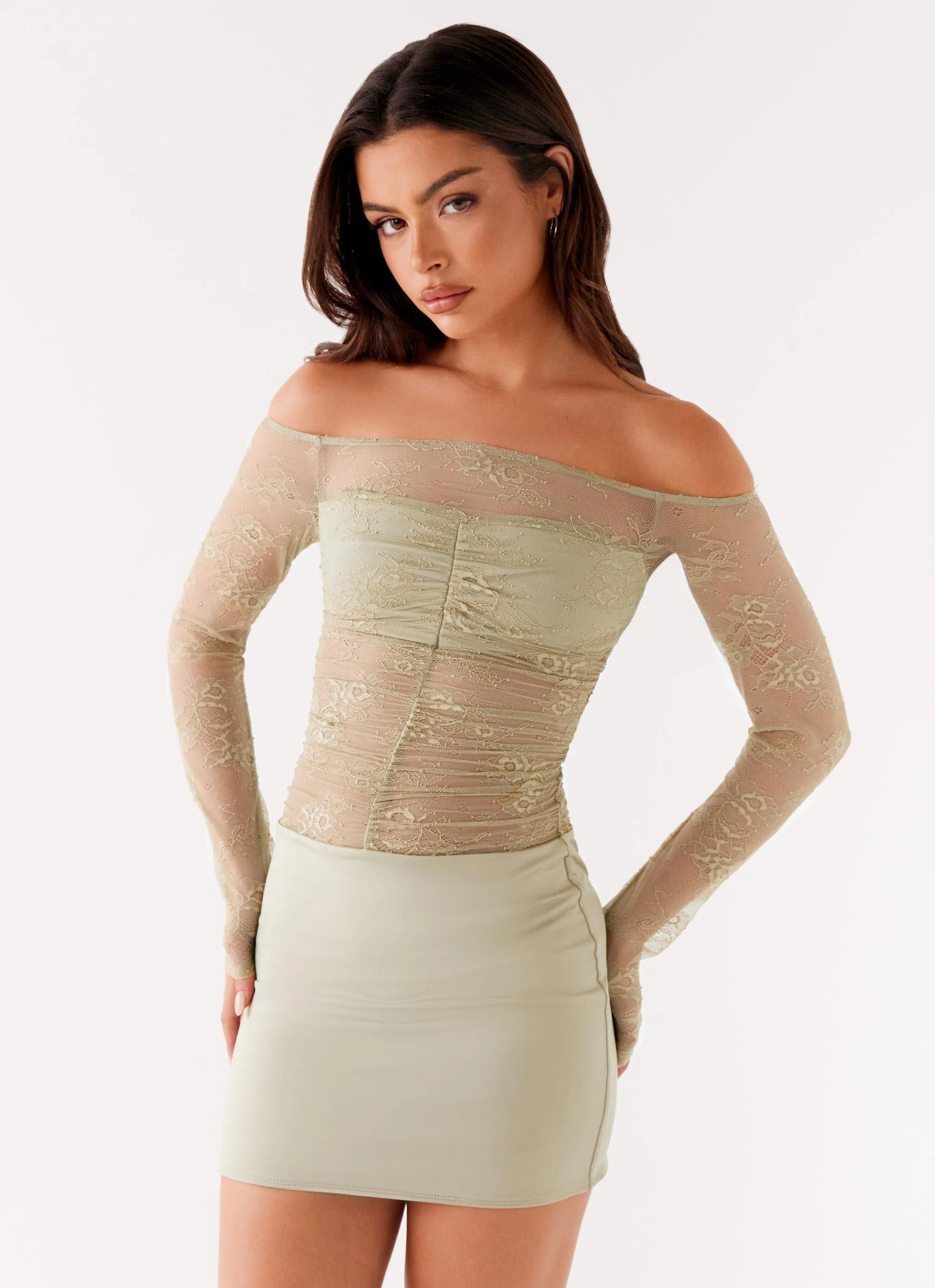 Collide Lace Mini Dress - Sage - Image 5