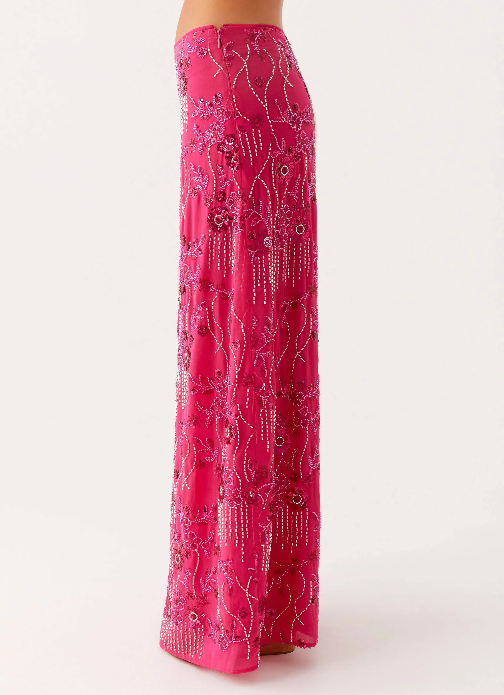 Corinna Low Rise Sequin Maxi Skirt - Fuchsia - Image 6