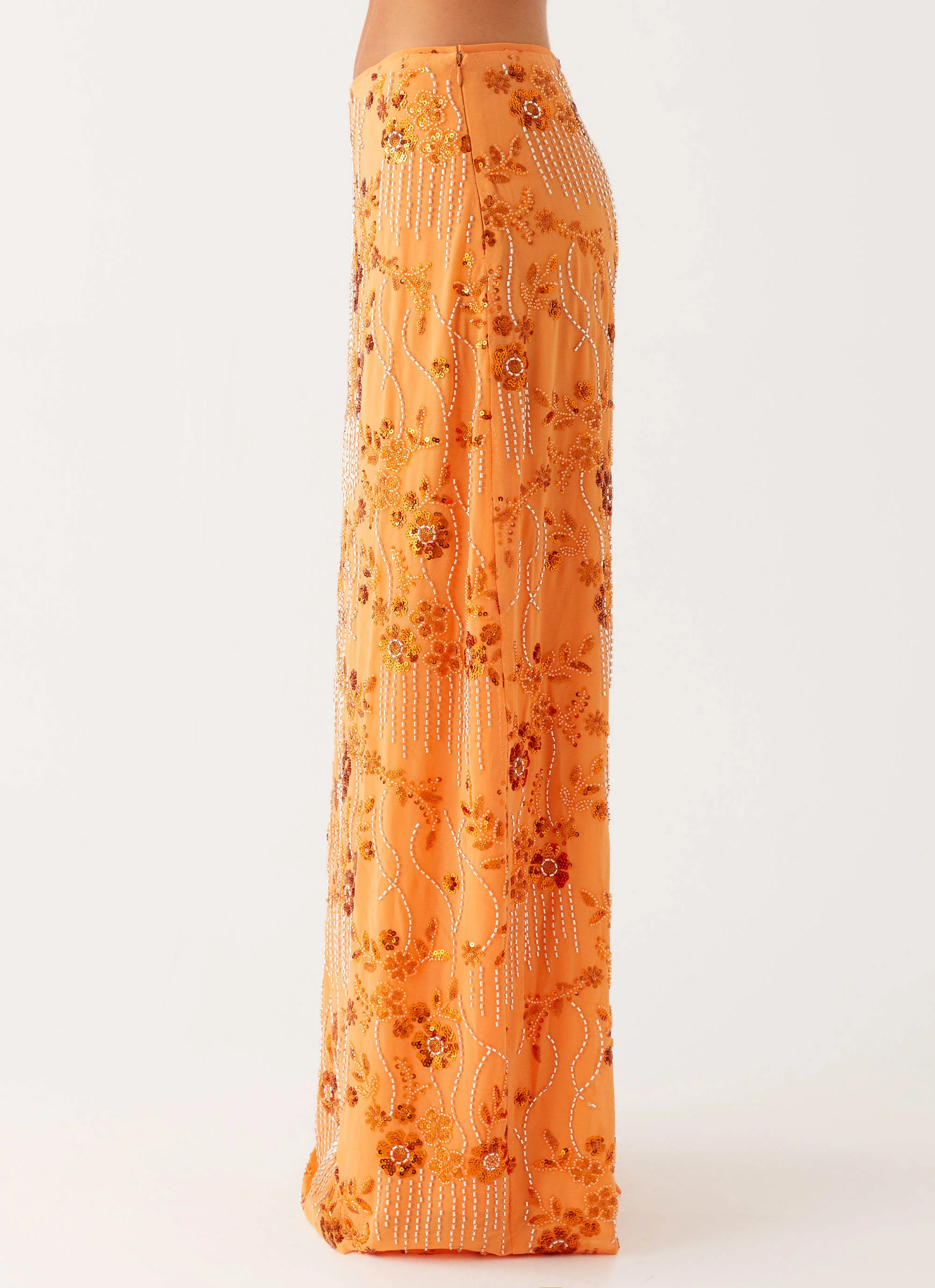 Corinna Low Rise Sequin Maxi Skirt - Orange - Image 6
