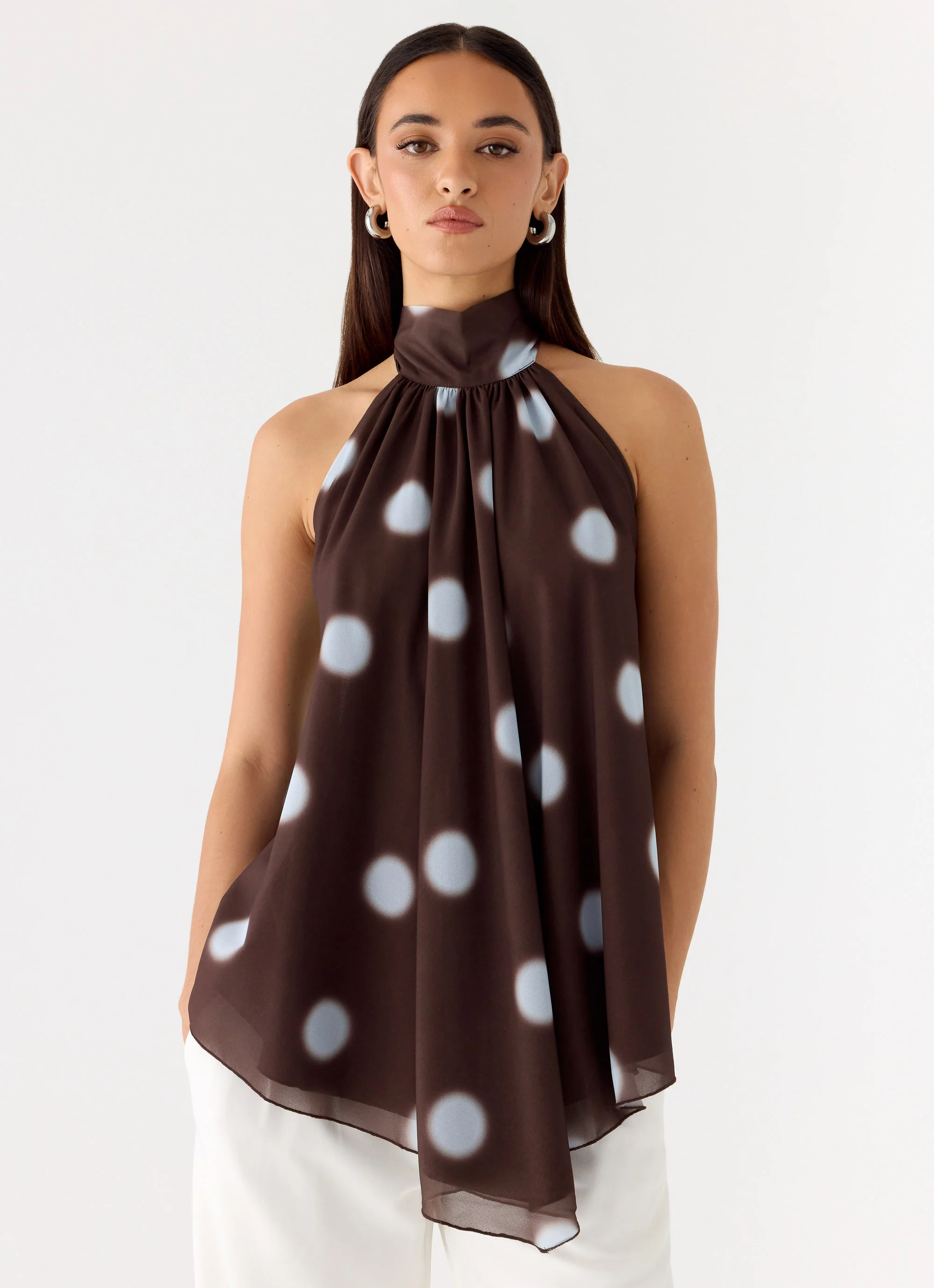 Corrida Backless Top - Chocolate Blue Dot - Image 3