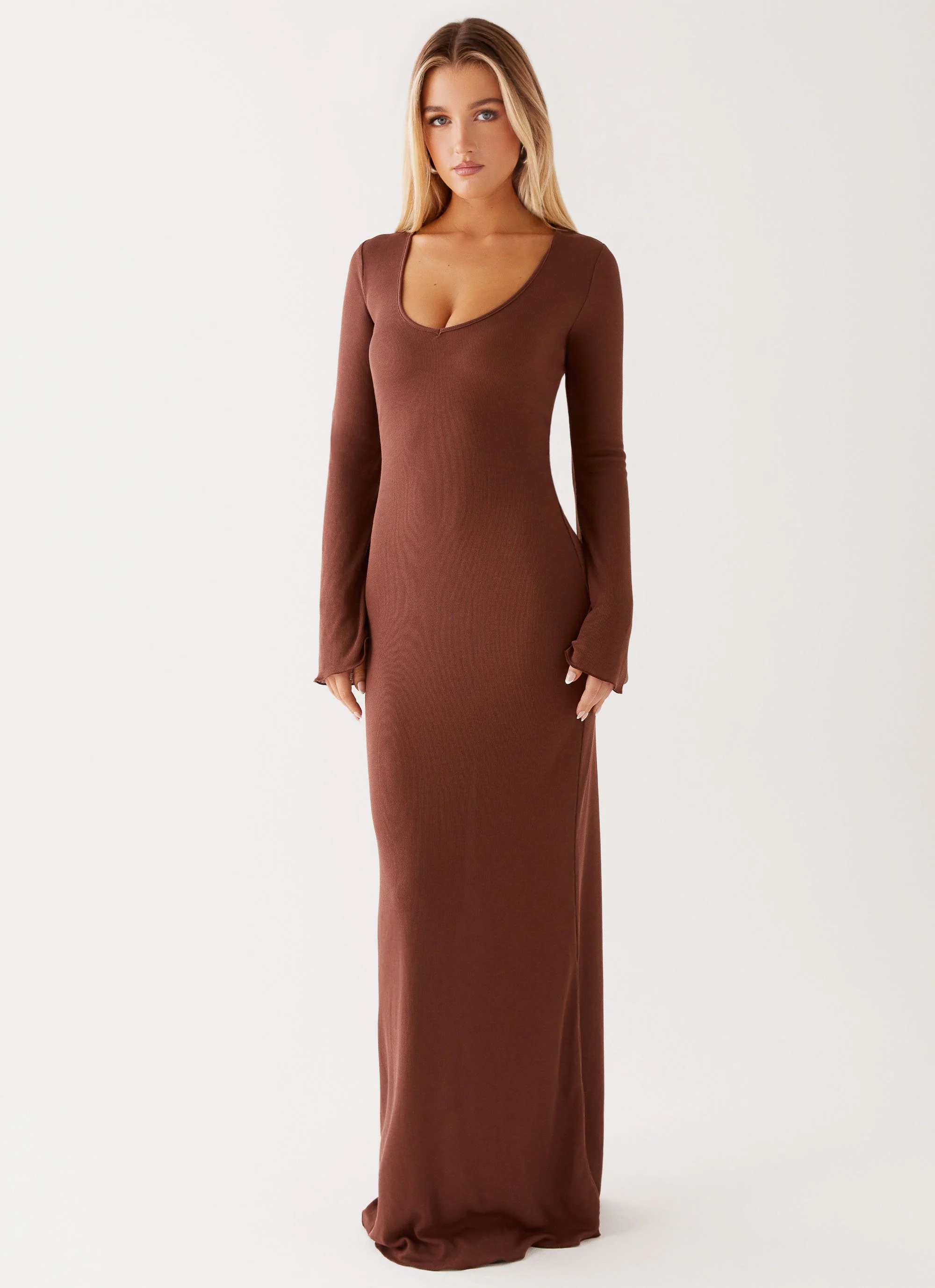 Cosy Days Long Sleeve Maxi Dress - Brown - Image 2